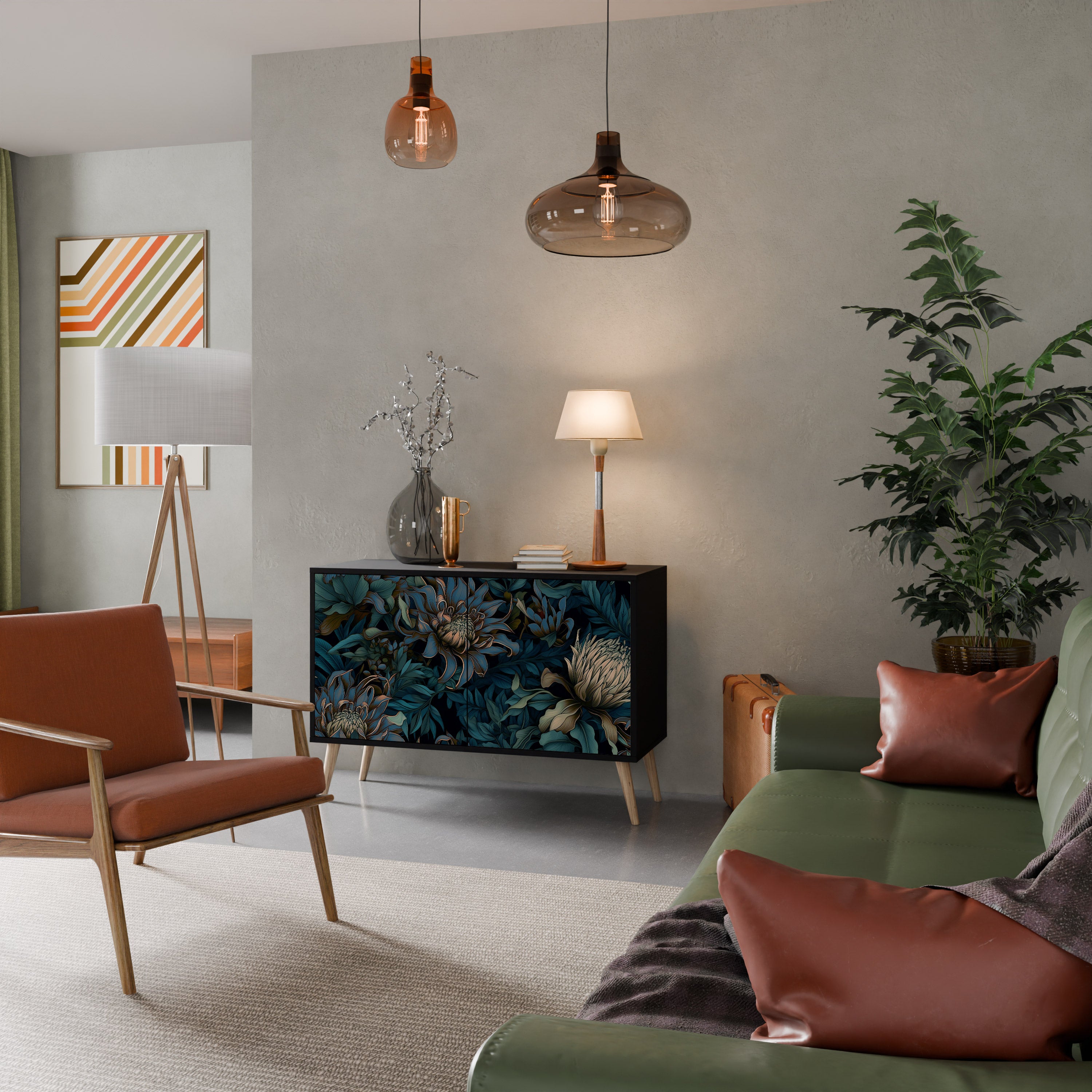 TWILIGHT BLOOM 2-dörrars skänk i svart finish