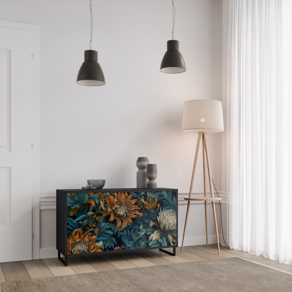 MORNING BLOOM 2-dörrars skänk i svart finish