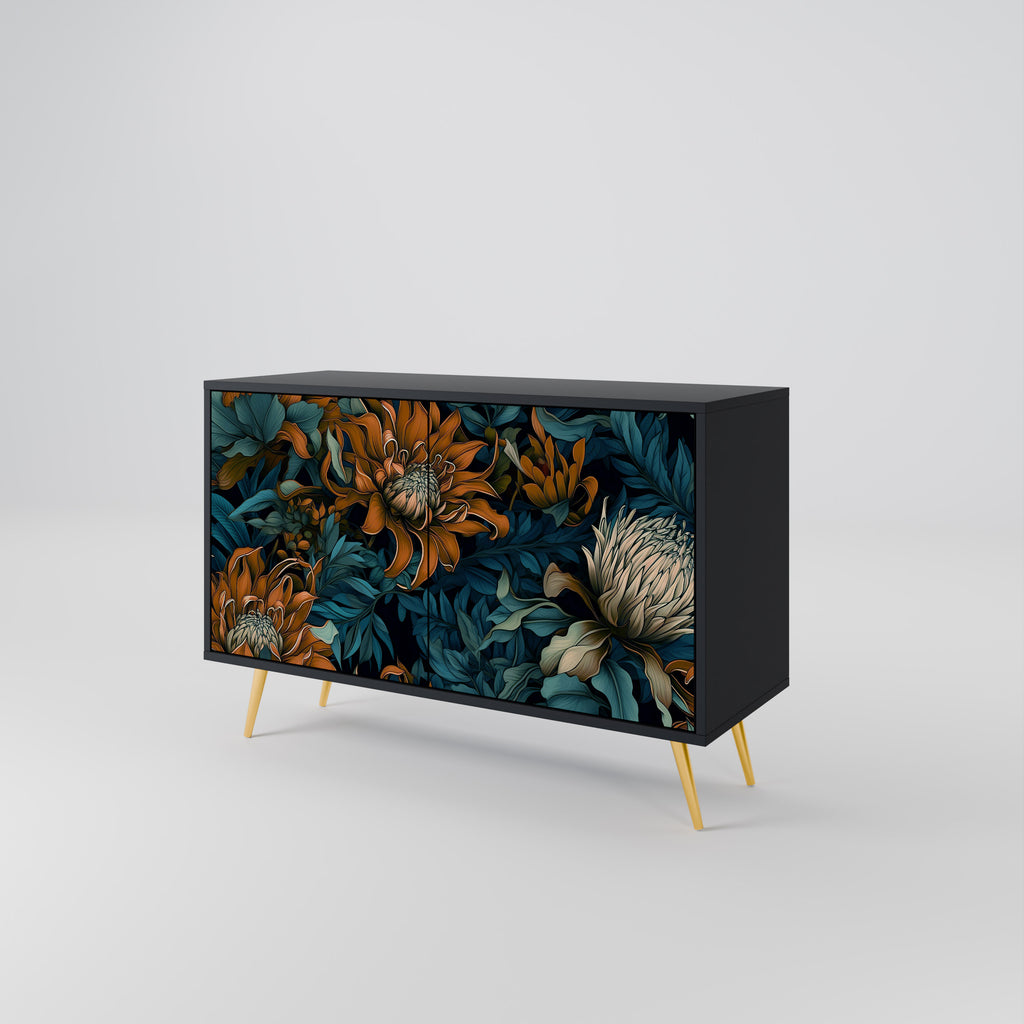 MORNING BLOOM 2-dörrars skänk i svart finish