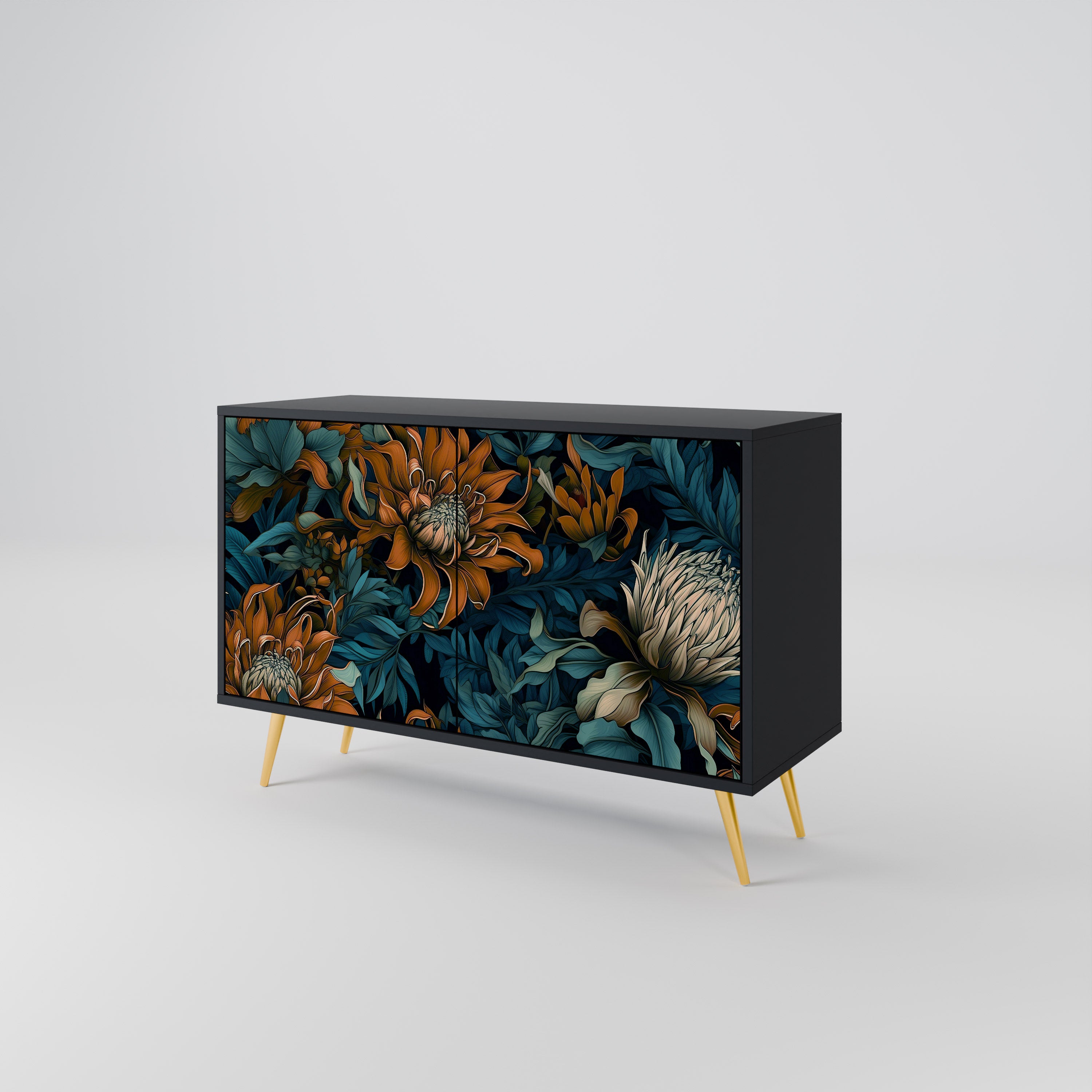 MORNING BLOOM 2-dörrars skänk i svart finish