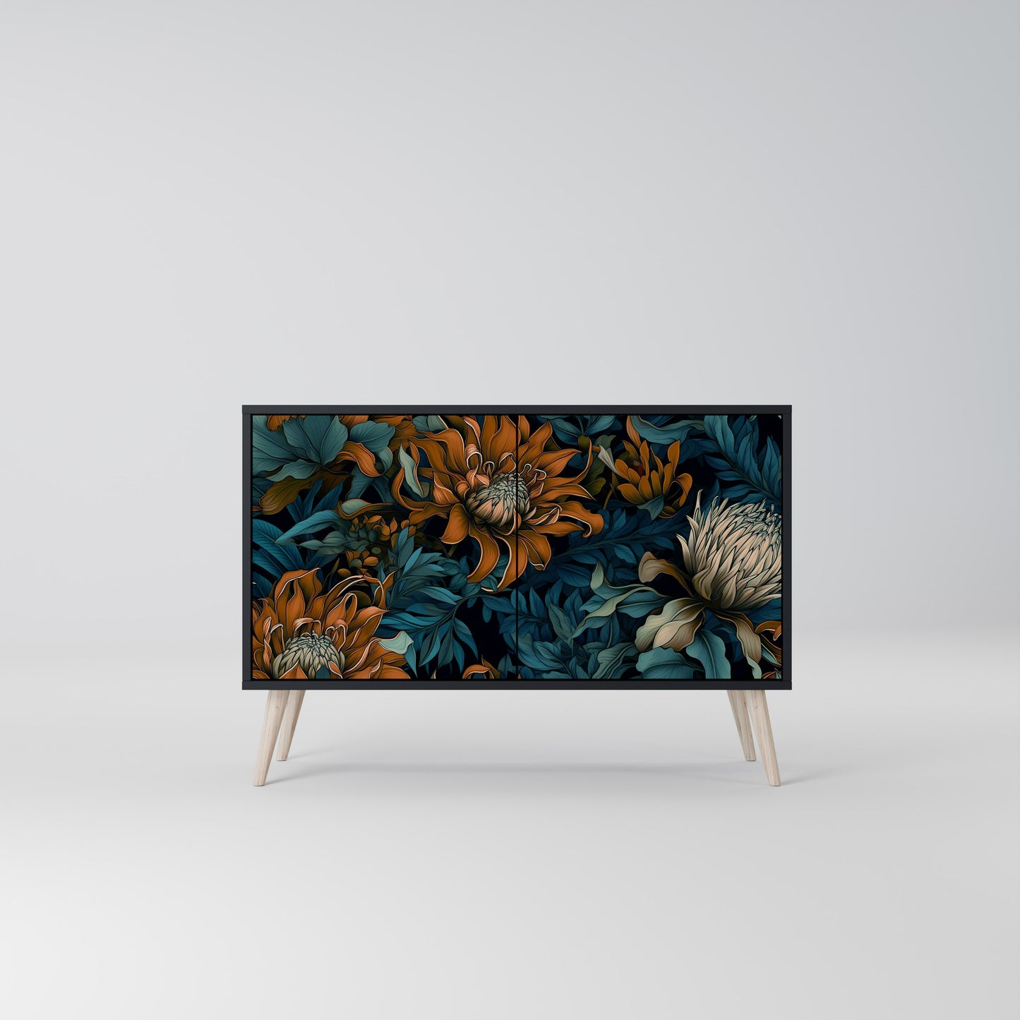 MORNING BLOOM 2-Door Sideboard in Black Finish