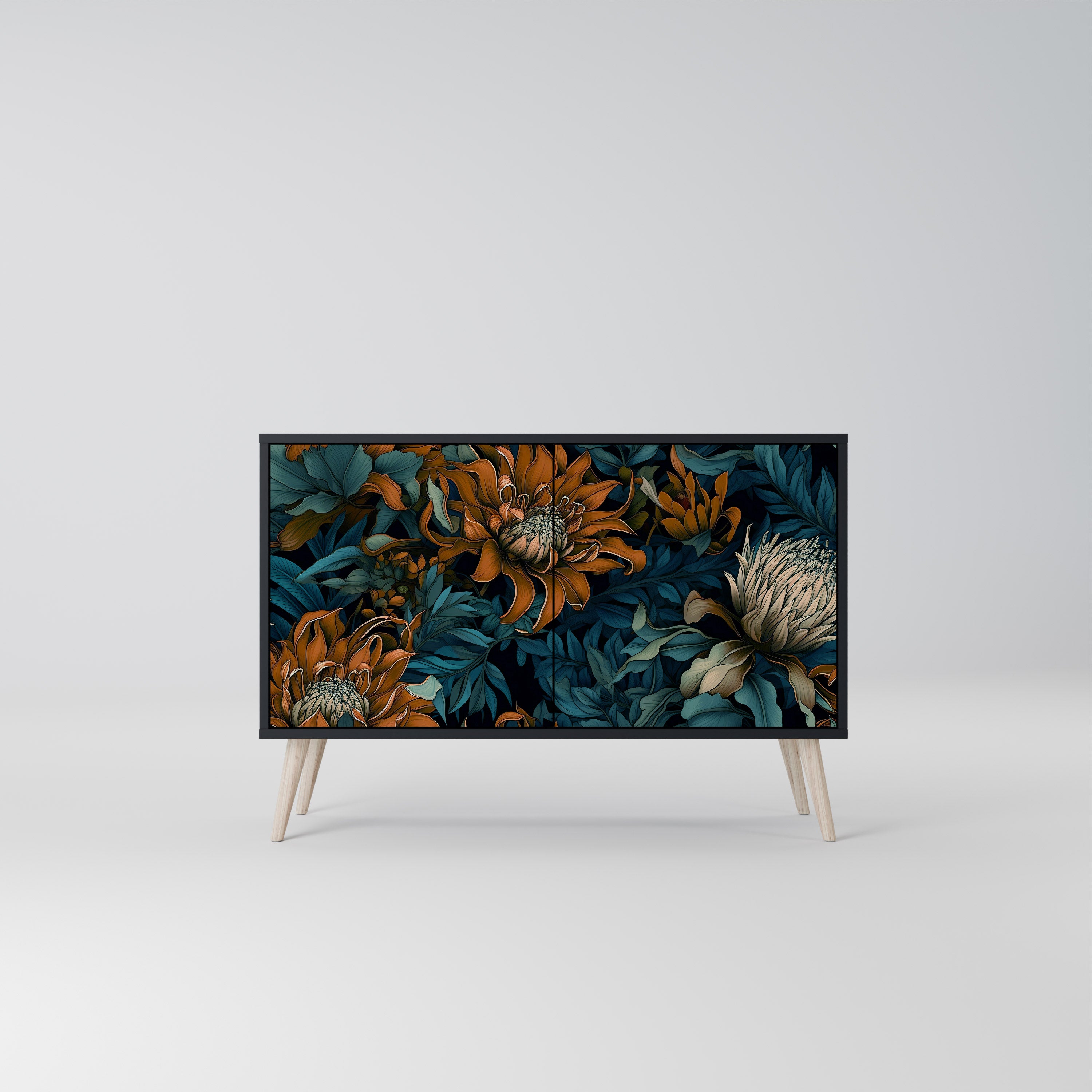 MORNING BLOOM 2-dörrars skänk i svart finish