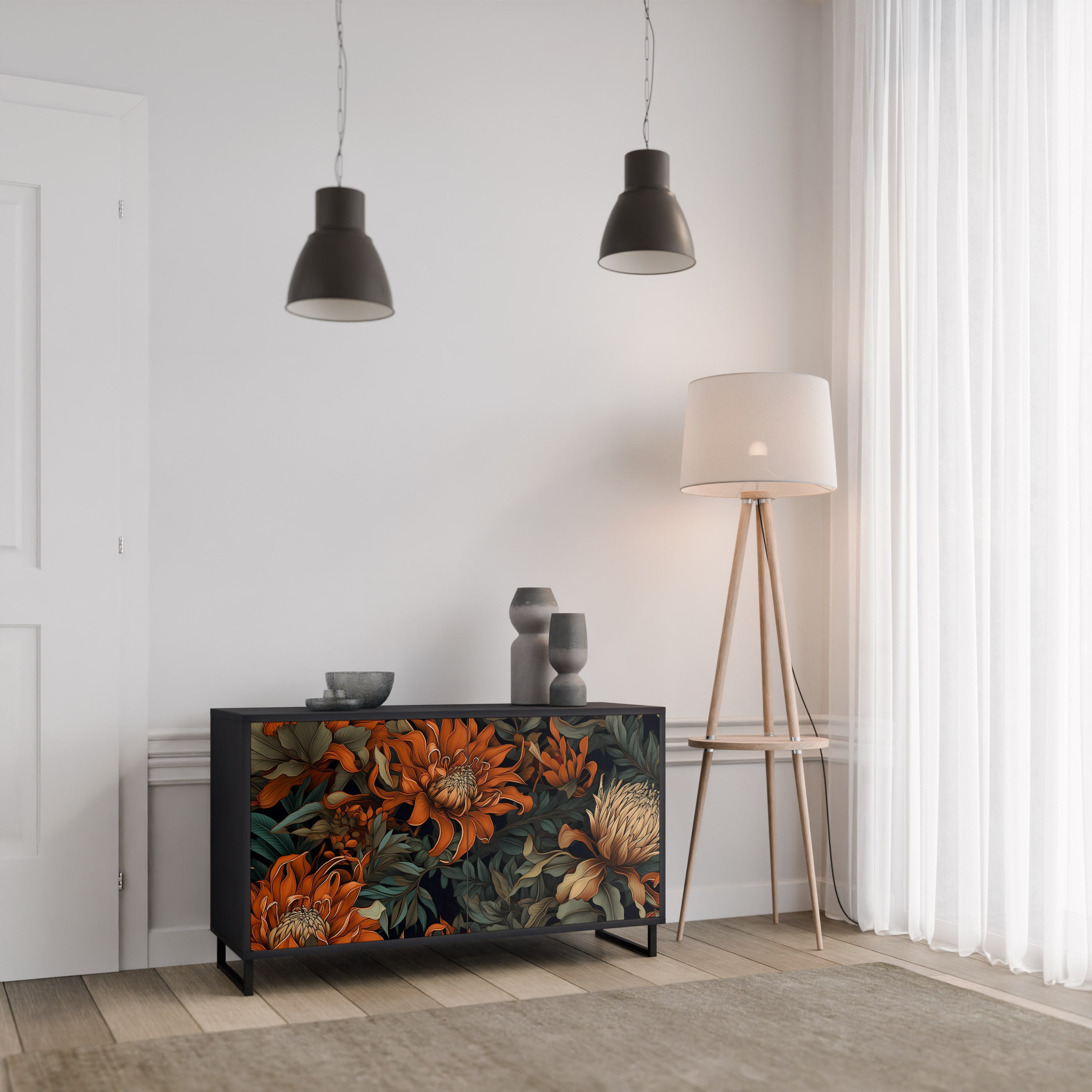 DAWN BLOOM 2-dörrars skänk i svart finish