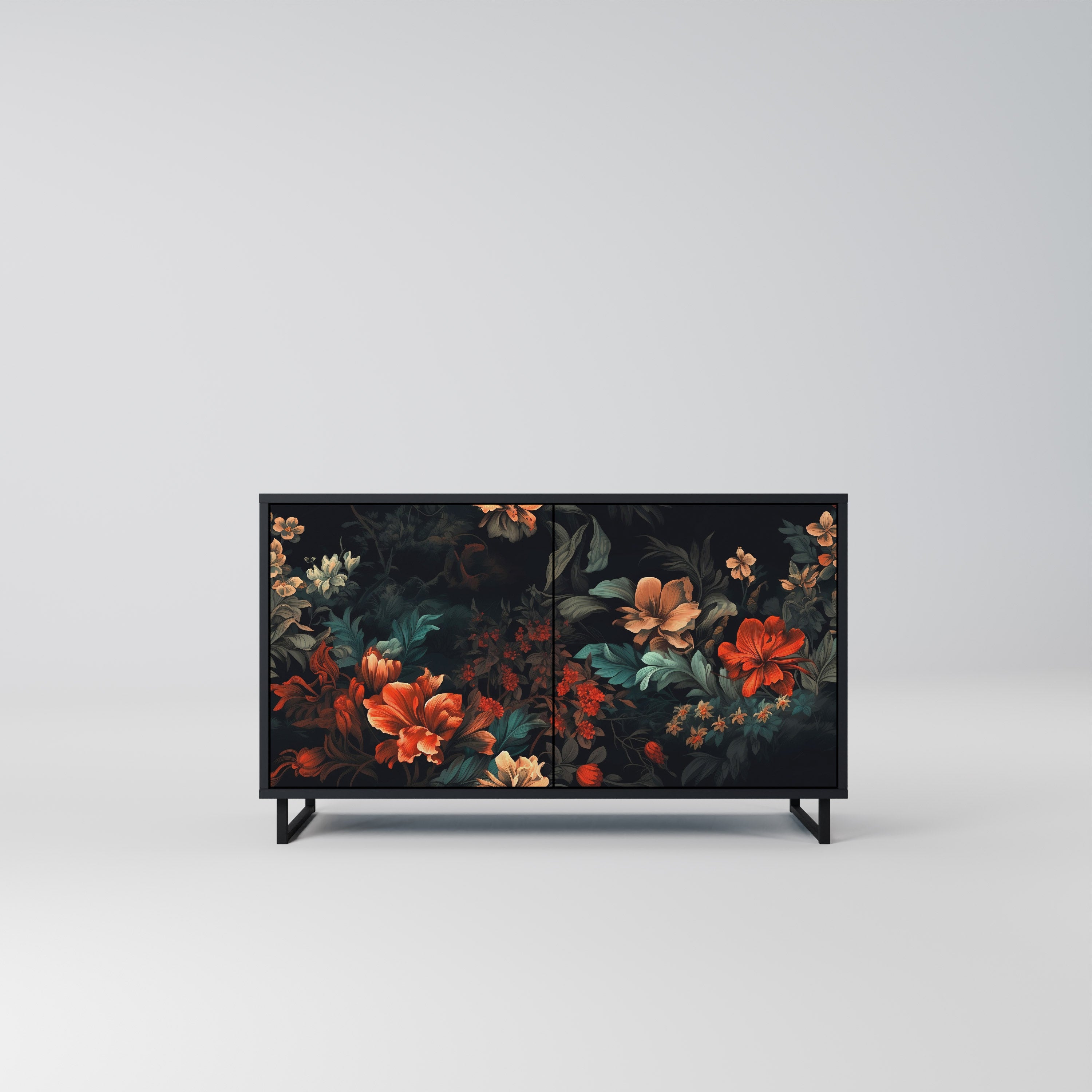 IMAGINARY BLOSSOM 2-dörrars skänk i svart finish