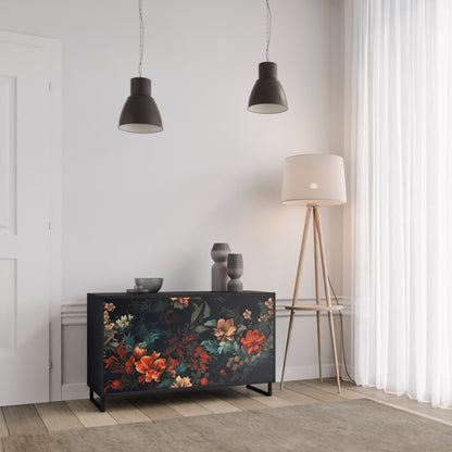 IMAGINARY BLOSSOM 2-Door Sideboard in Black Finish