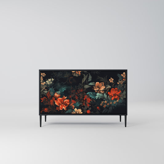 IMAGINARY BLOSSOM 2-dörrars skänk i svart finish