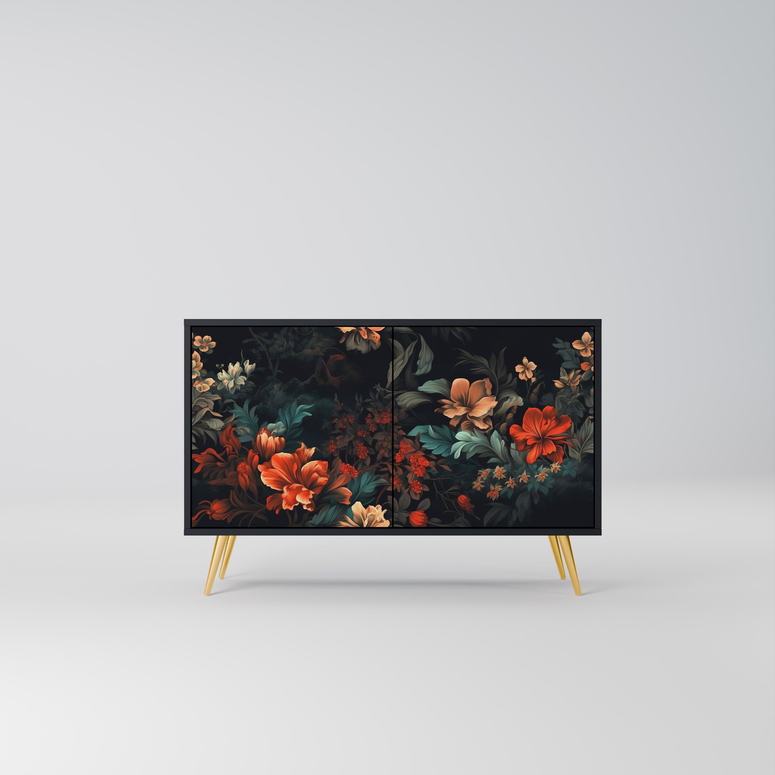 IMAGINARY BLOSSOM 2-dörrars skänk i svart finish