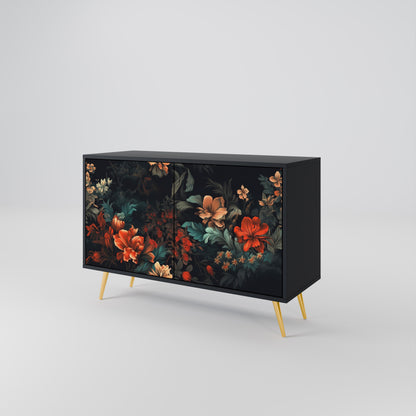 IMAGINARY BLOSSOM 2-Door Sideboard in Black Finish