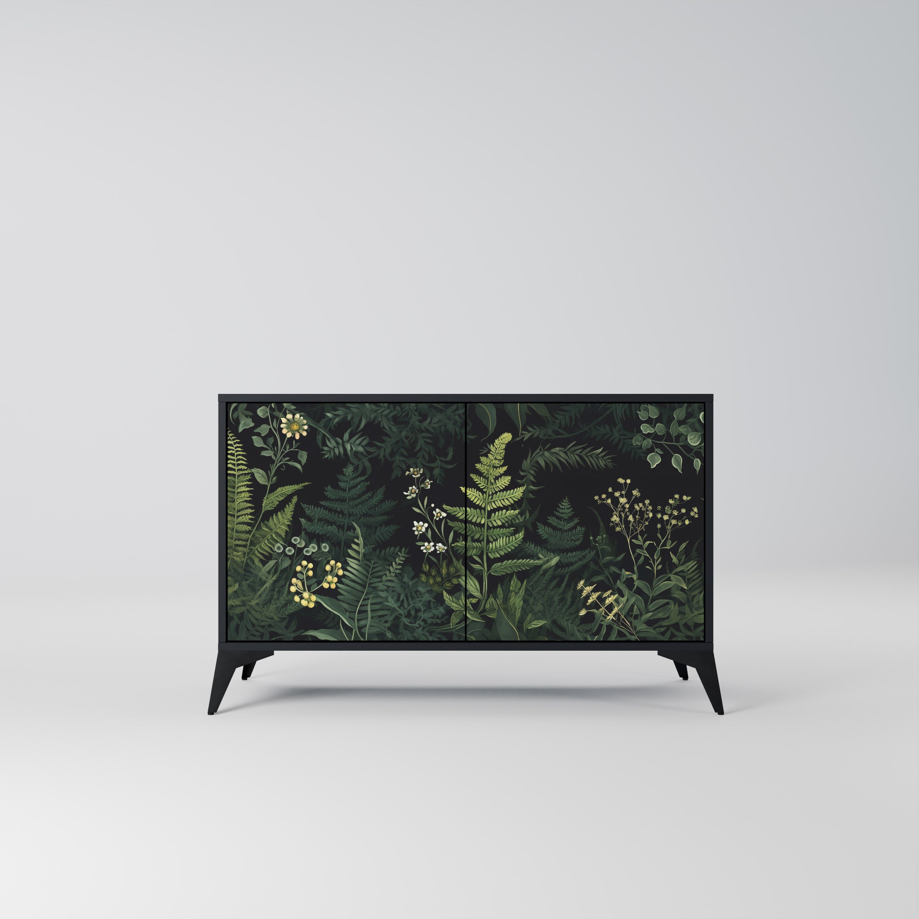 FERN FLOWERS 2-dörrars skänk i svart finish