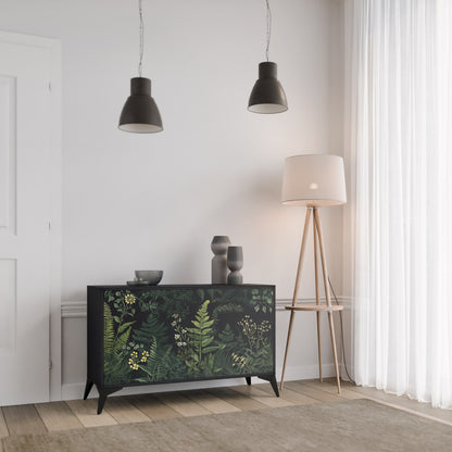 FERN FLOWERS 2-Door Sideboard in Black Finish