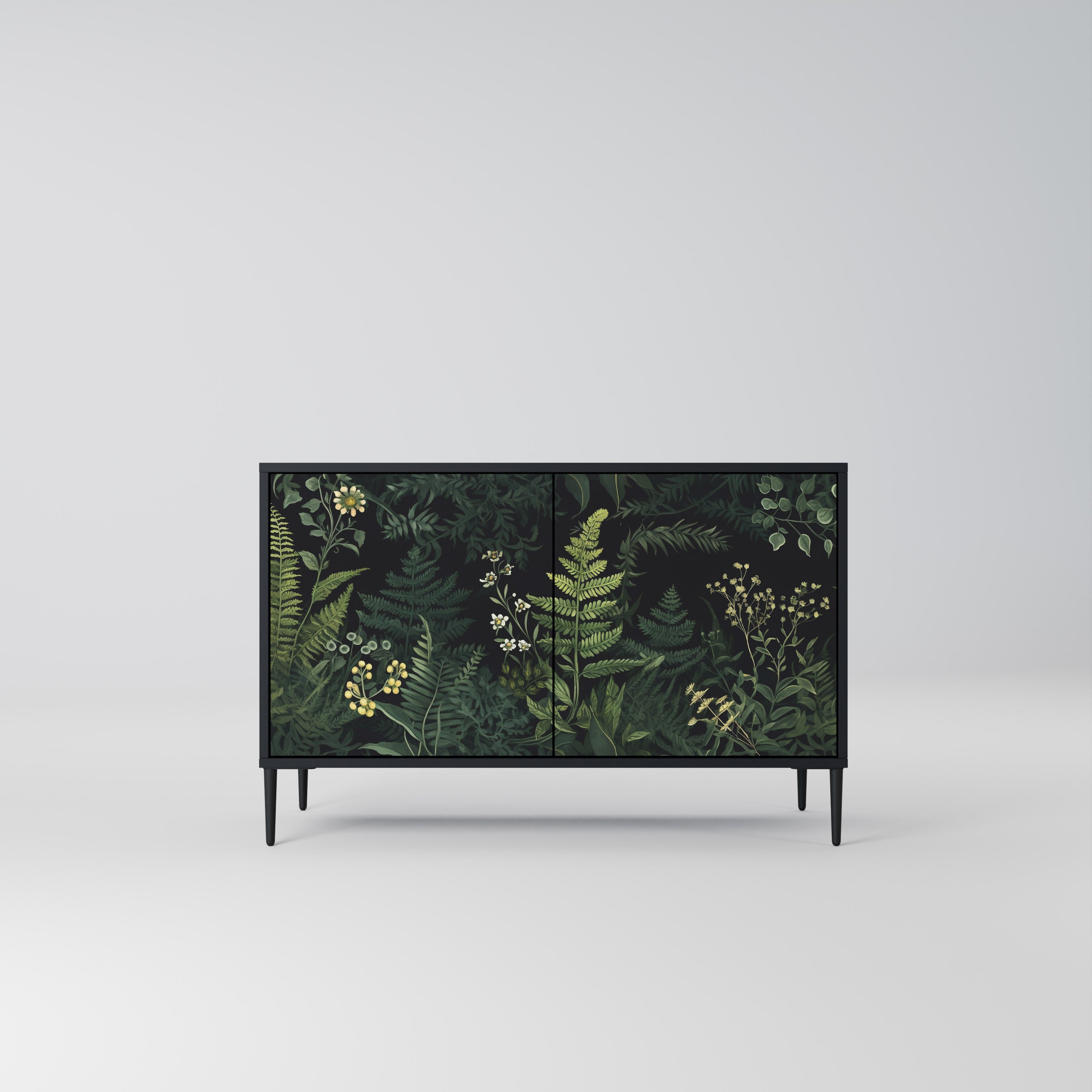 FERN FLOWERS 2-dörrars skänk i svart finish