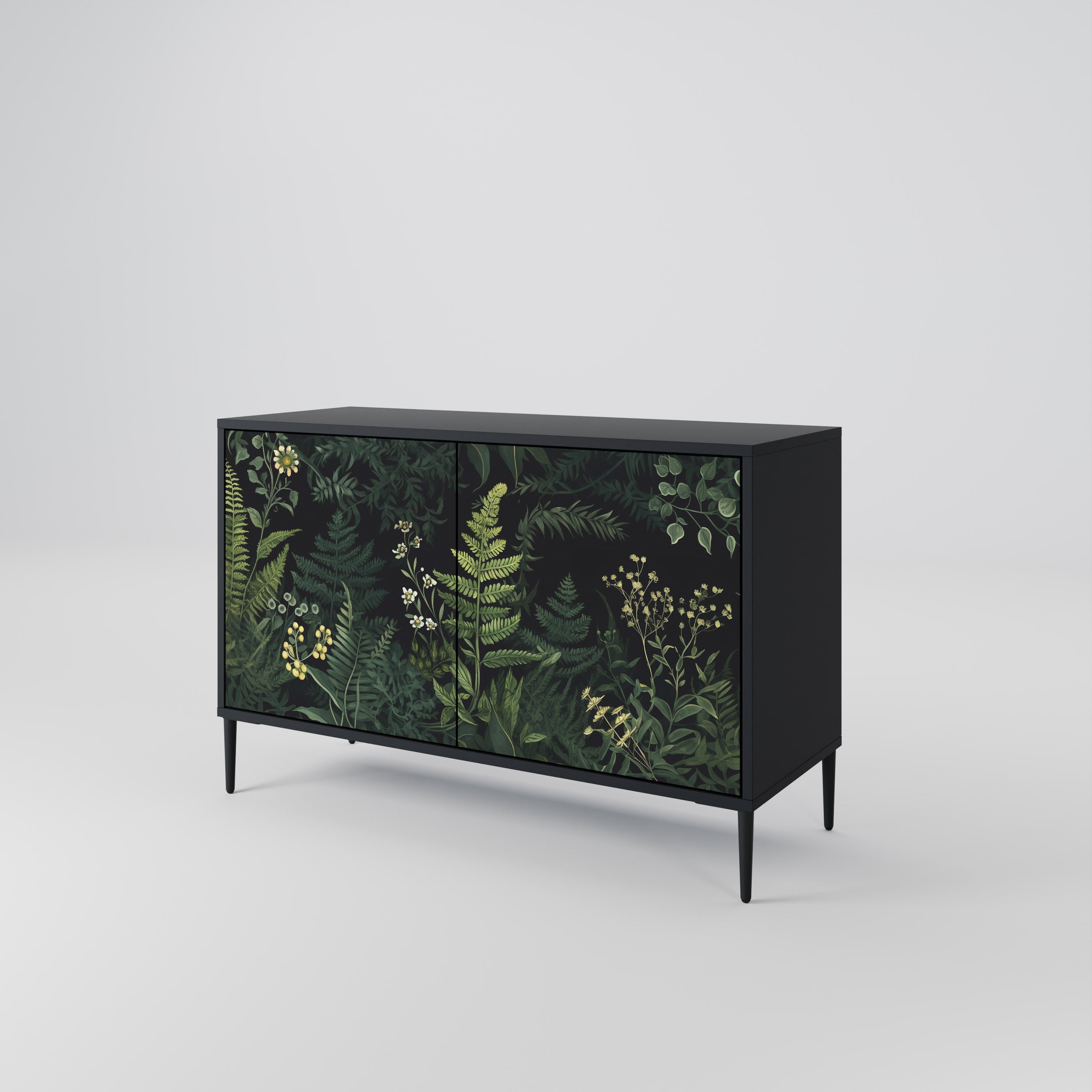 FERN FLOWERS 2-dörrars skänk i svart finish
