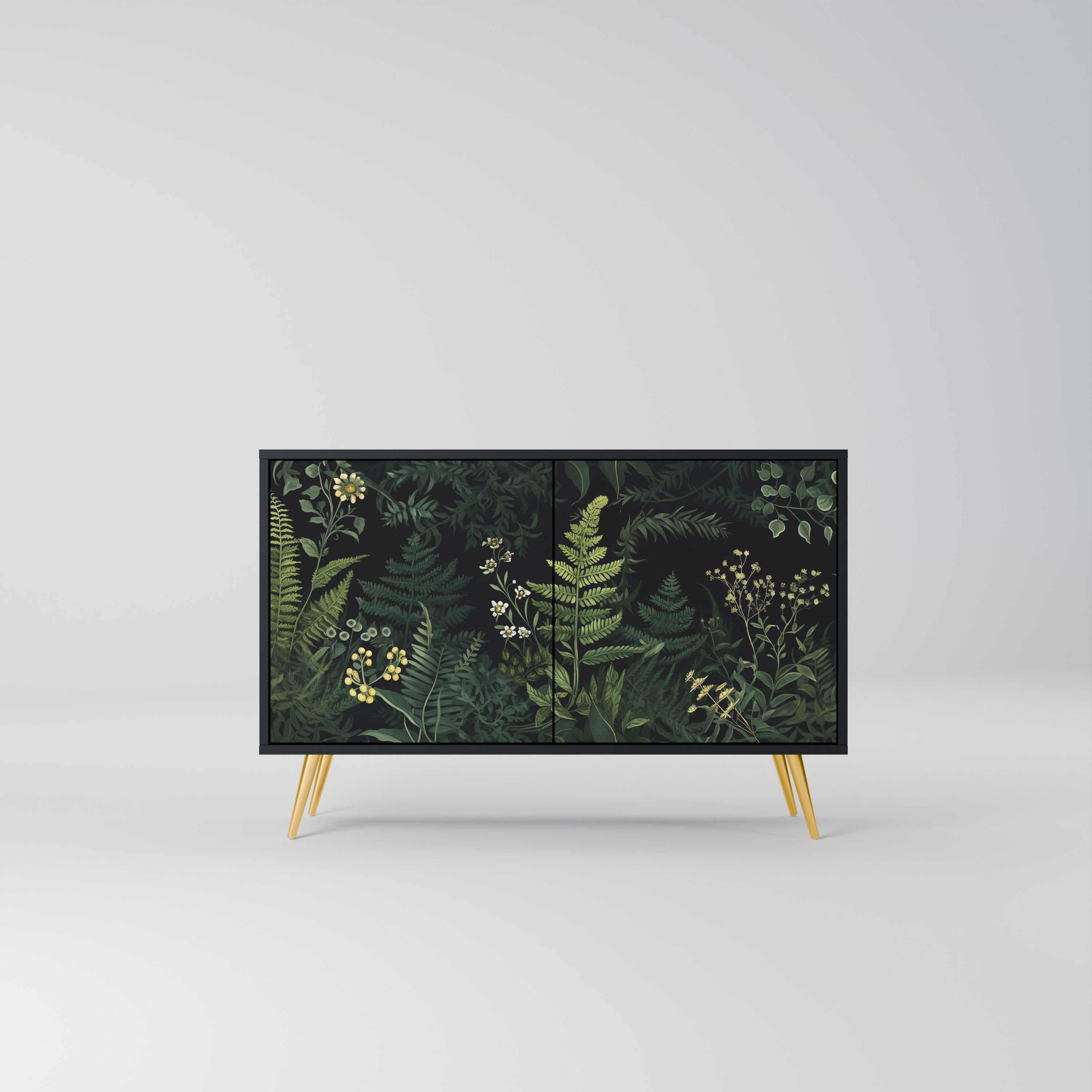 FERN FLOWERS 2-dörrars skänk i svart finish