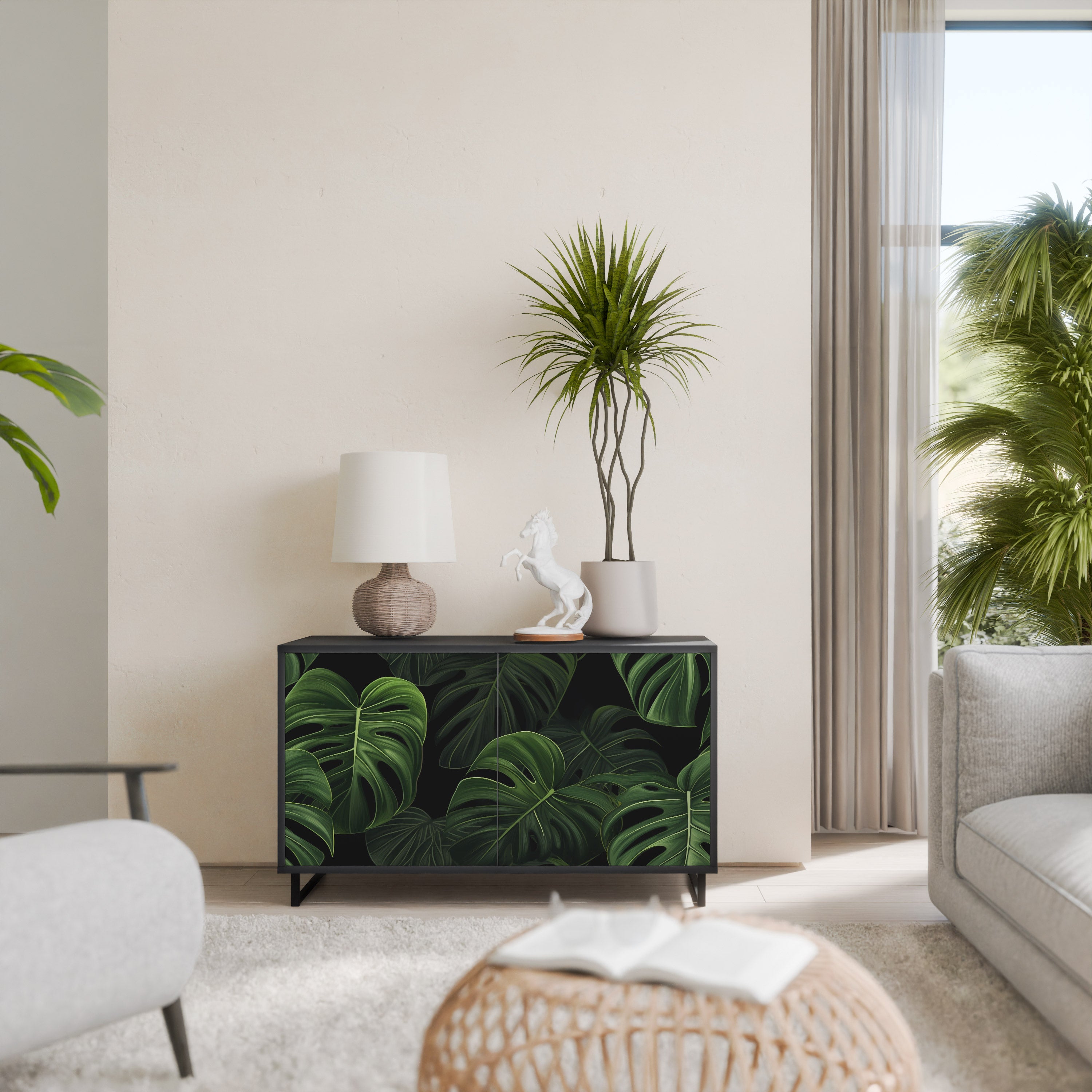 INFINITE MONSTERA 2-dörrars skänk i svart finish