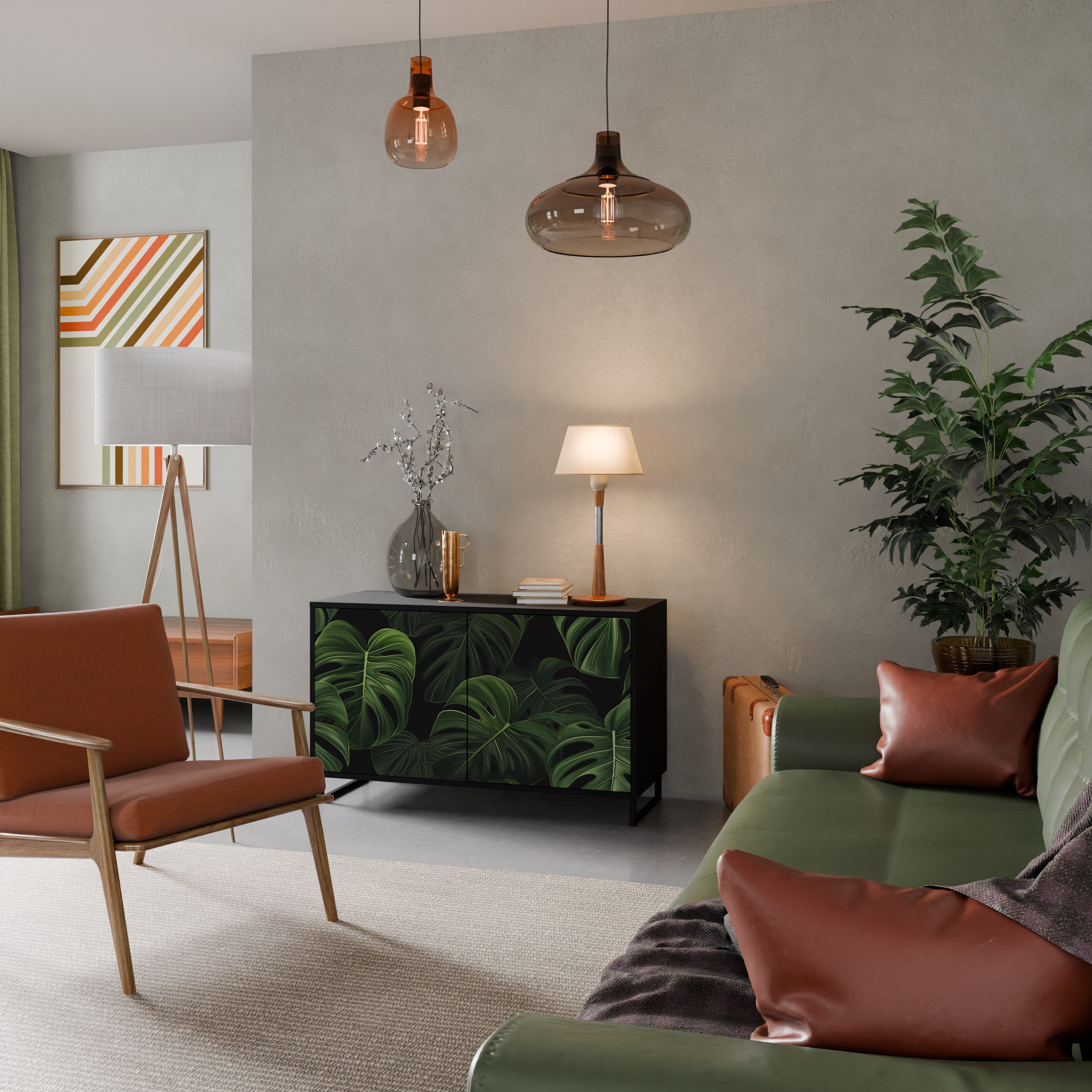 INFINITE MONSTERA 2-dörrars skänk i svart finish