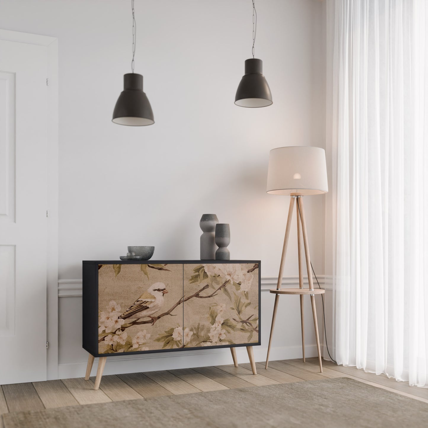 PETAL DISTINGUISH 2-Door Sideboard in Black Finish