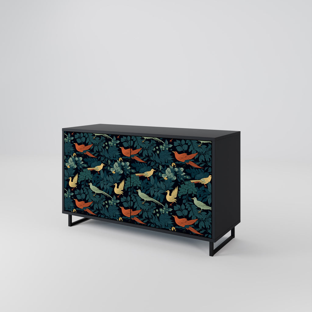 FOWL ORNAMENT 2-dörrars skänk i svart finish
