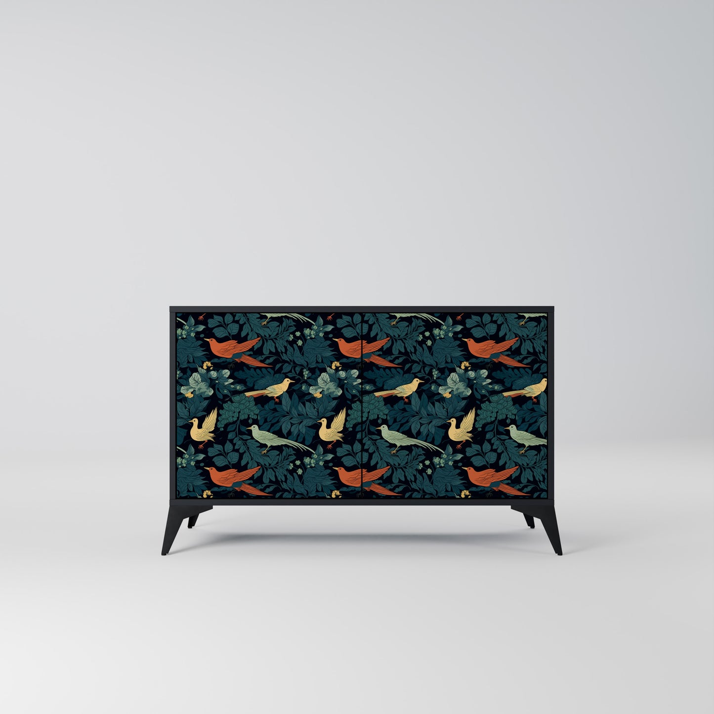 FOWL ORNAMENT 2-Door Sideboard in Black Finish