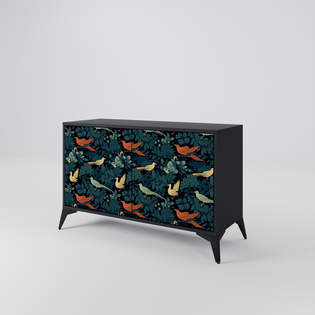 FOWL ORNAMENT 2-dörrars skänk i svart finish
