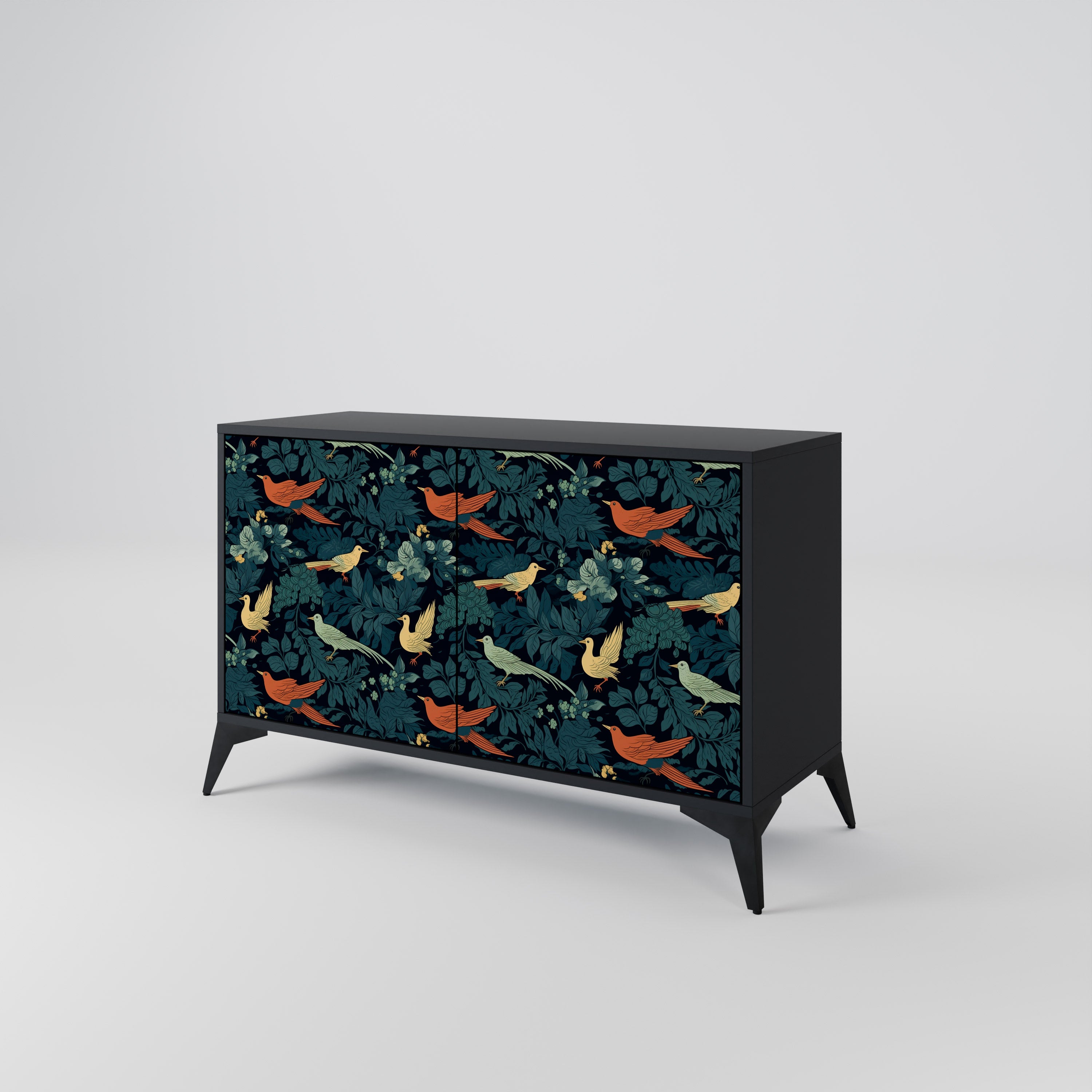 FOWL ORNAMENT 2-dörrars skänk i svart finish