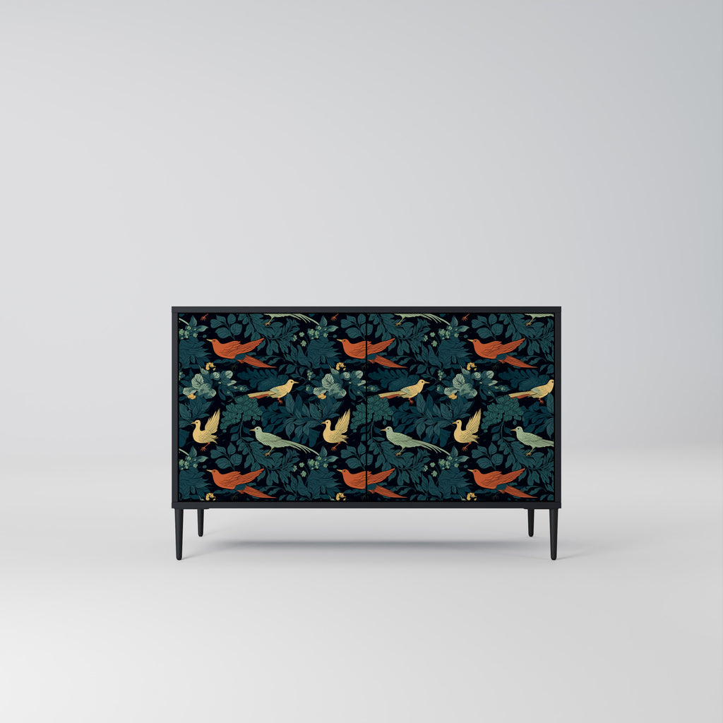 FOWL ORNAMENT 2-dörrars skänk i svart finish