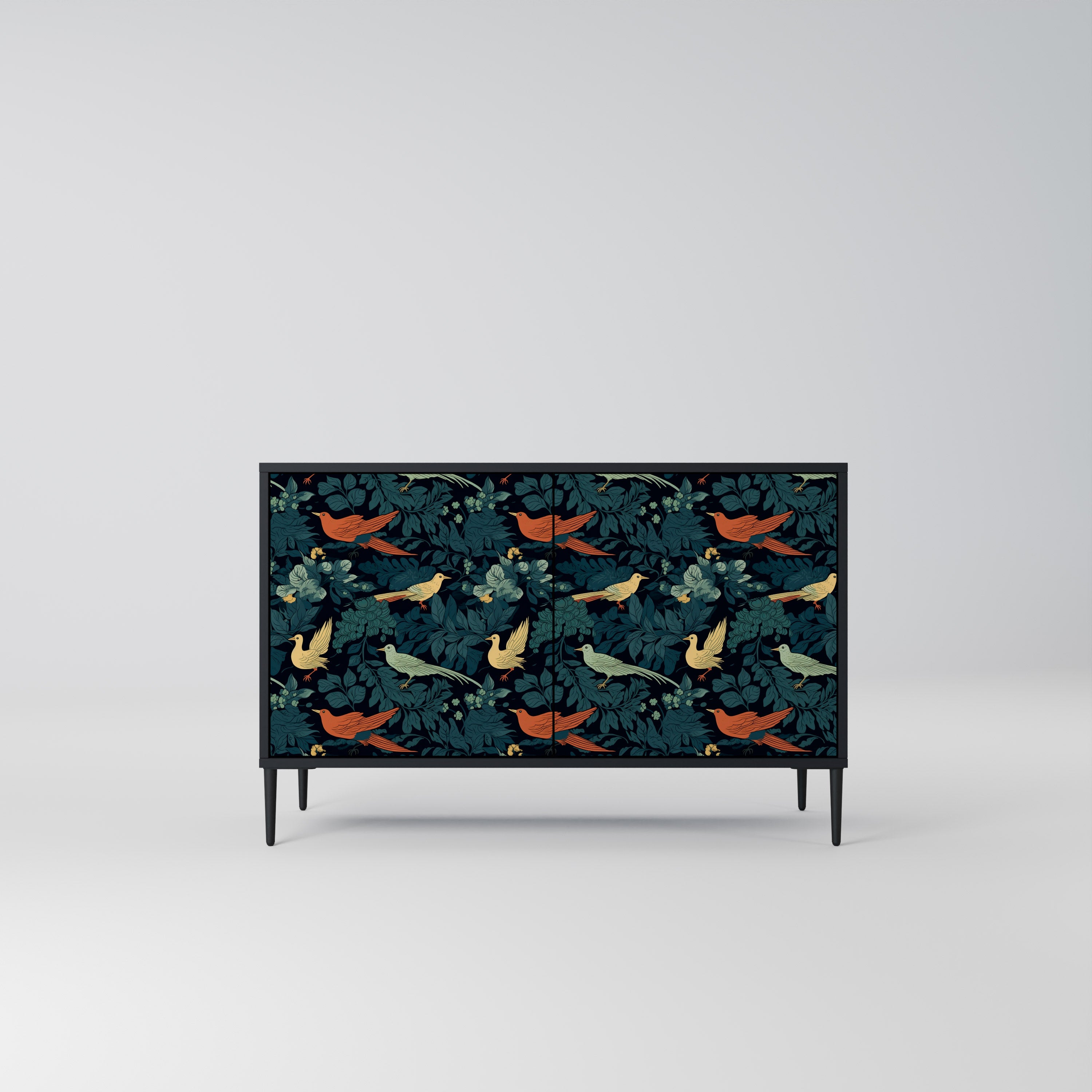 FOWL ORNAMENT 2-dörrars skänk i svart finish