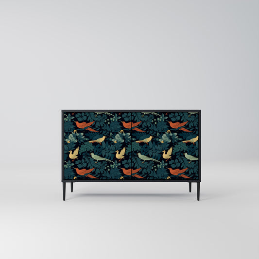 FOWL ORNAMENT 2-dörrars skänk i svart finish