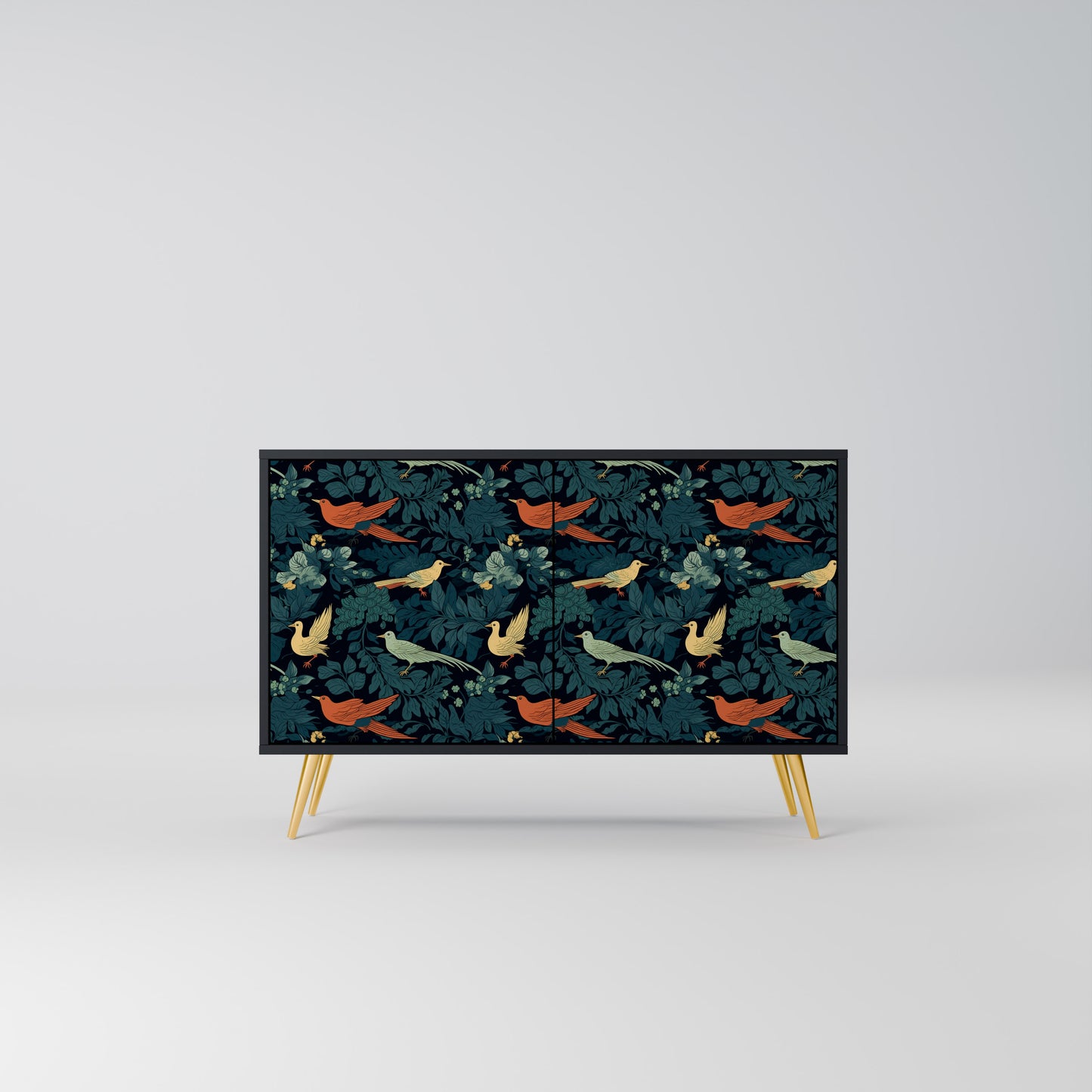 FOWL ORNAMENT 2-Door Sideboard in Black Finish