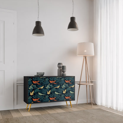 FOWL ORNAMENT 2-Door Sideboard in Black Finish
