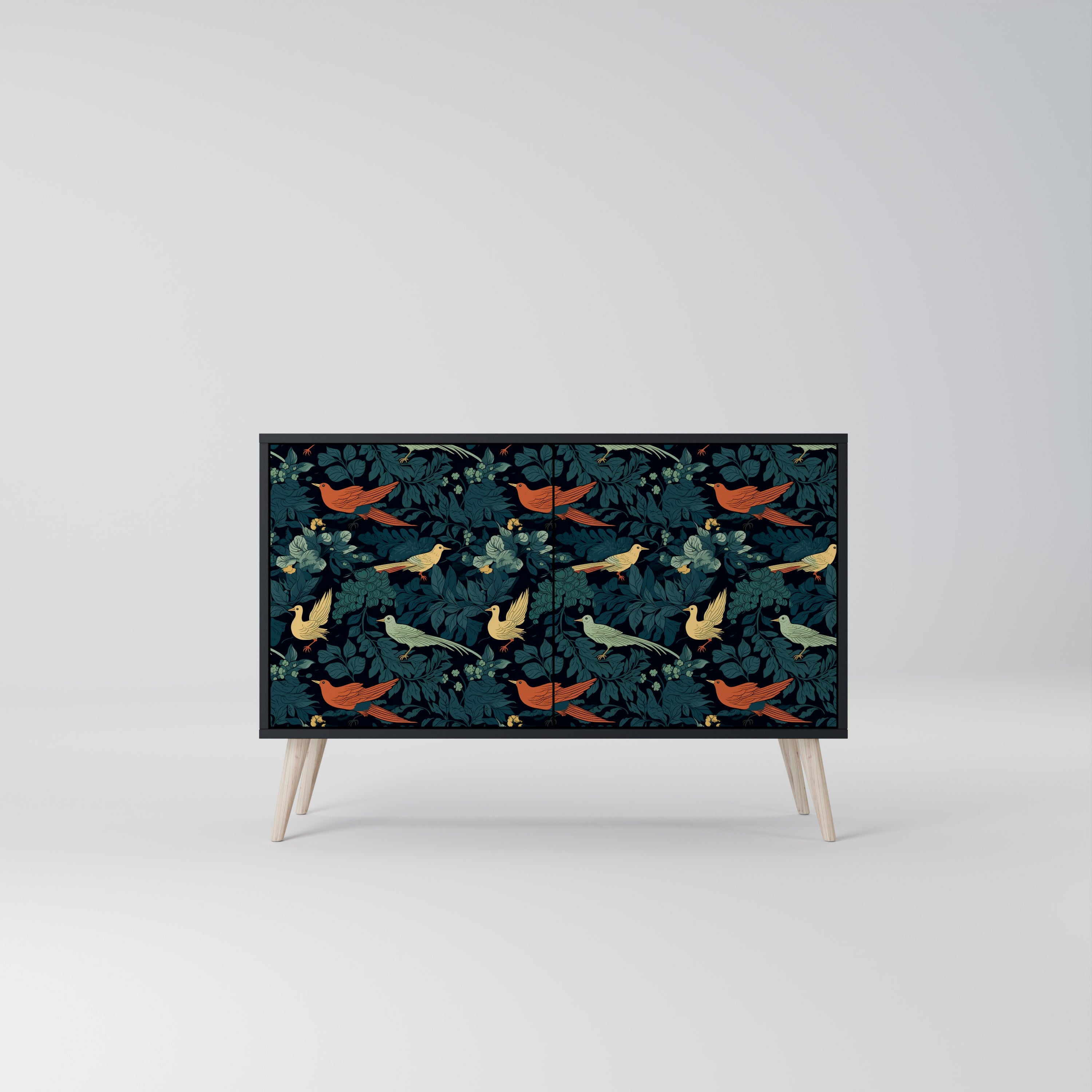 FOWL ORNAMENT 2-dörrars skänk i svart finish