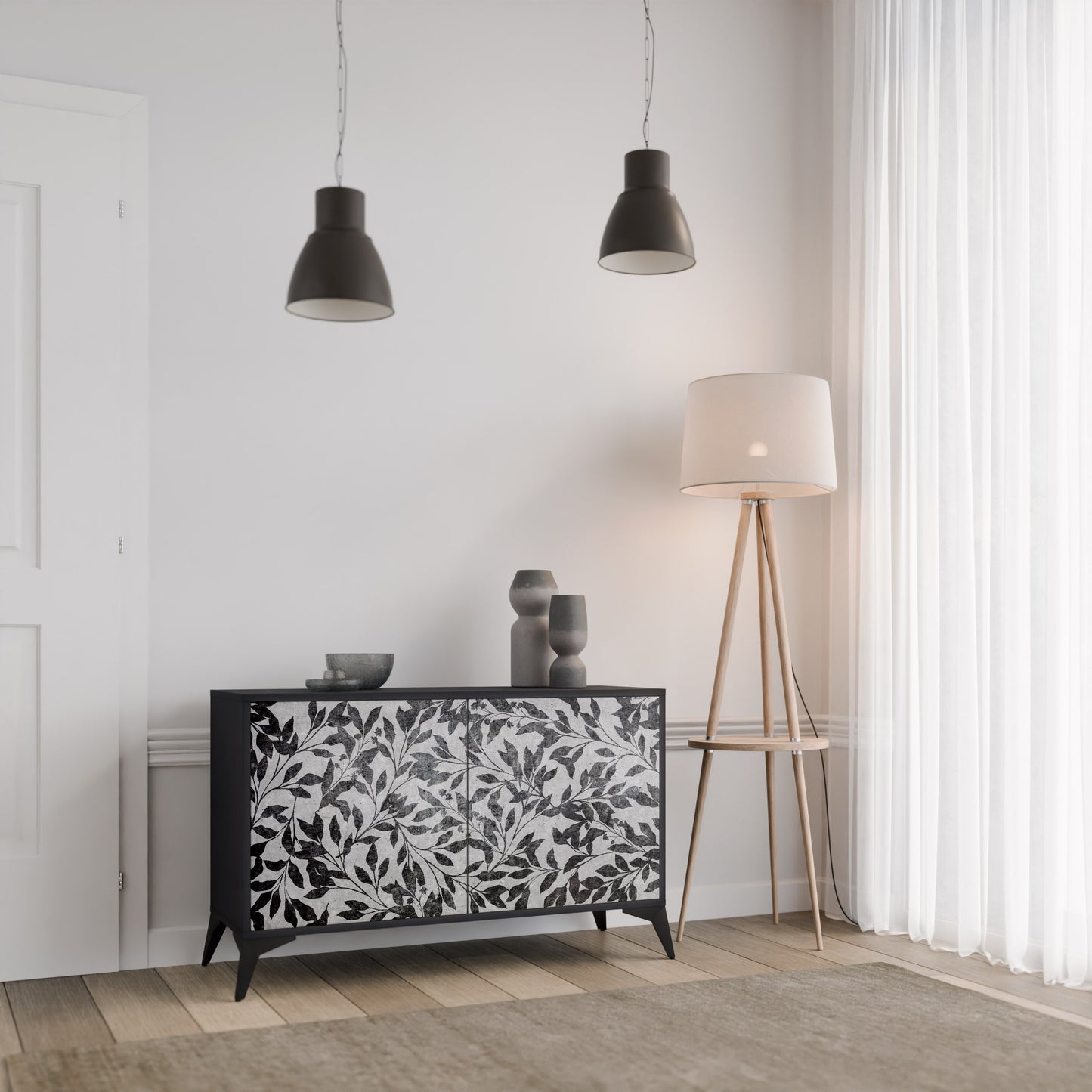 CHARCOAL SPROUT 2-Door Sideboard in Black Finish