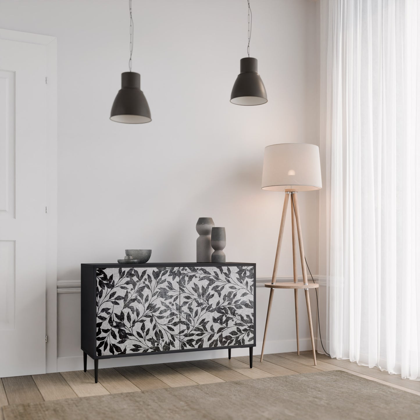 CHARCOAL SPROUT 2-Door Sideboard in Black Finish