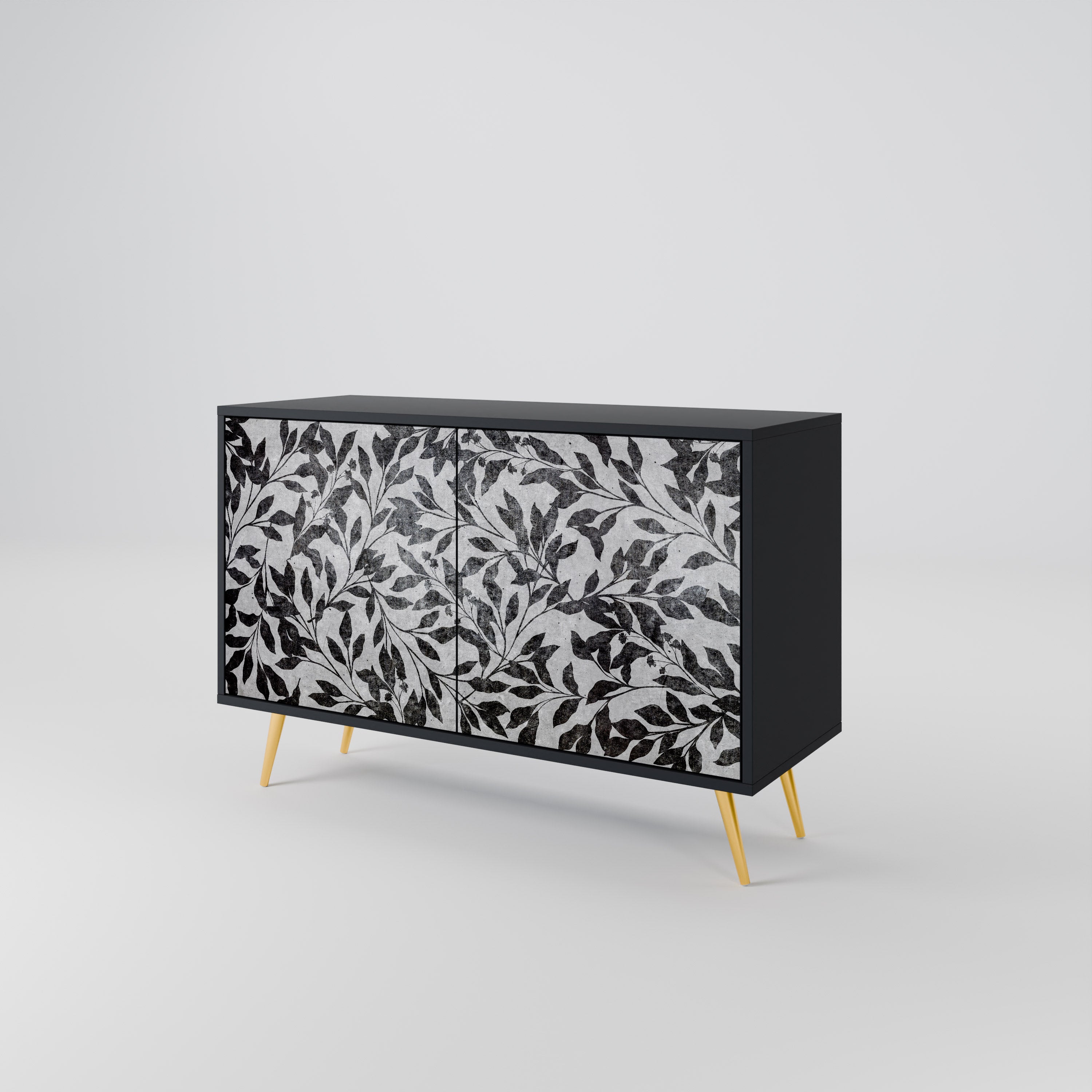 CHARCOAL SPROUT 2-dörrars skänk i svart finish