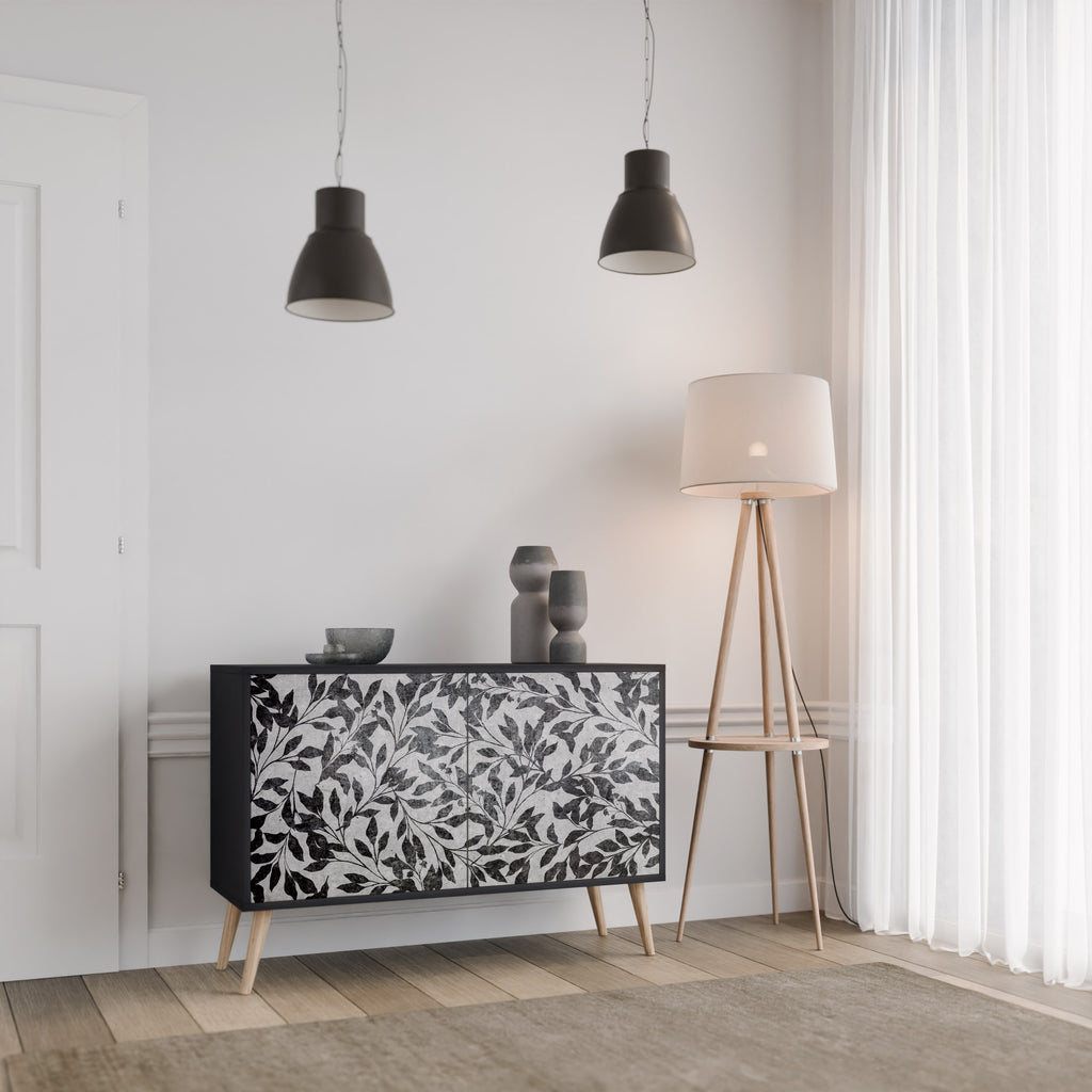 CHARCOAL SPROUT 2-dörrars skänk i svart finish