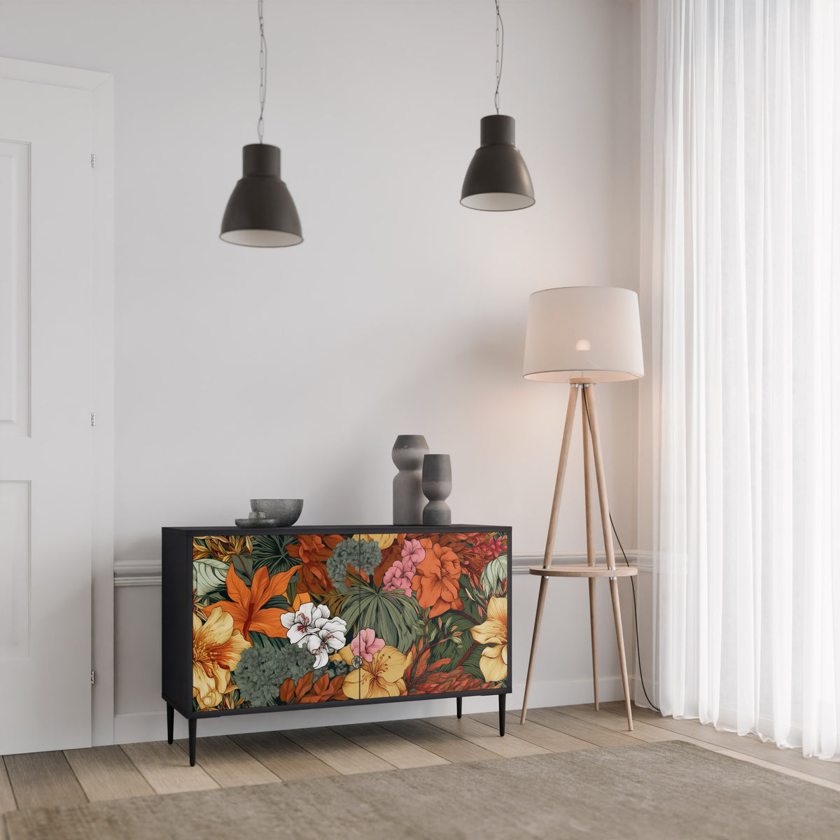 RADIANT FLORA Skänk med två dörrar