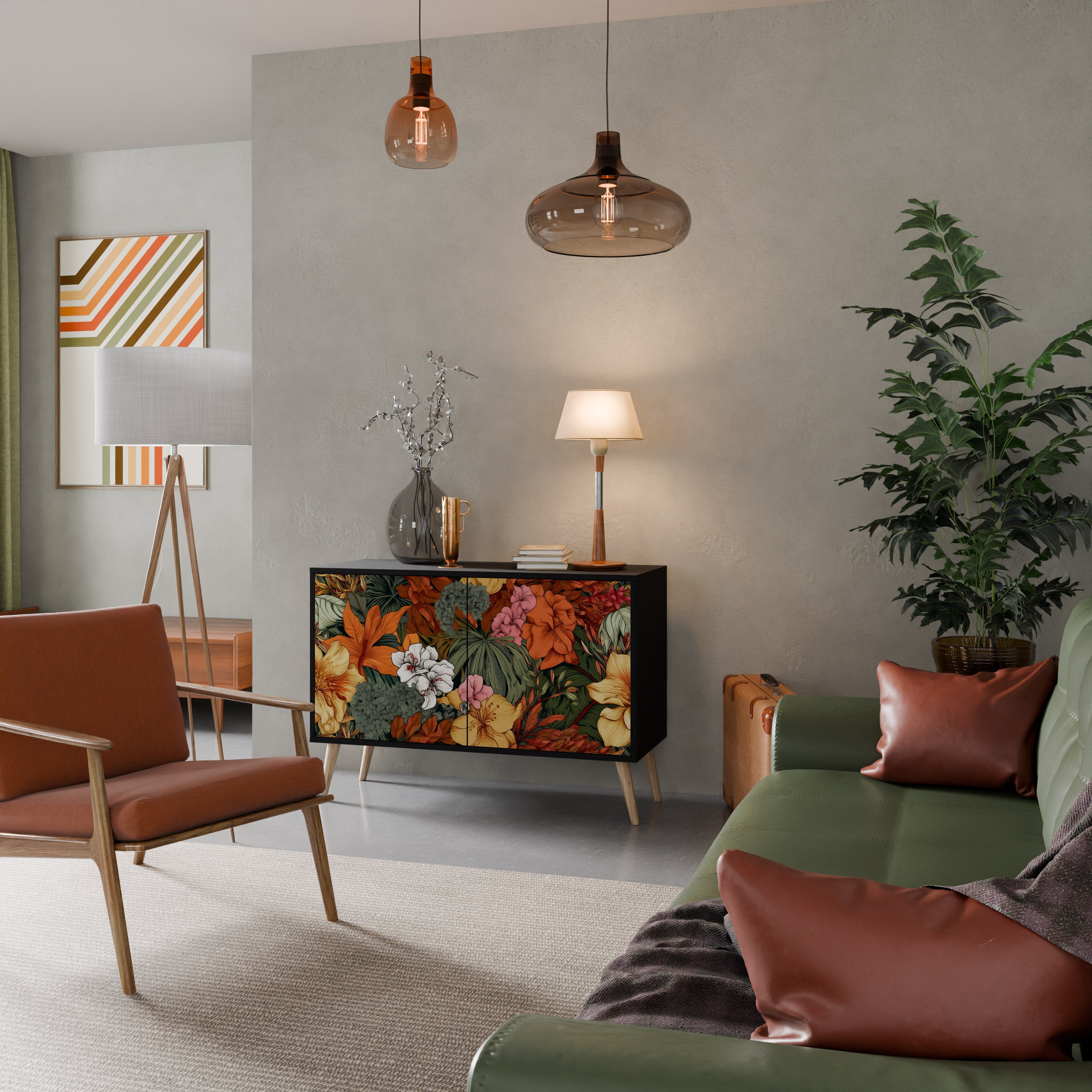 RADIANT FLORA 2-dörrars skänk i svart finish