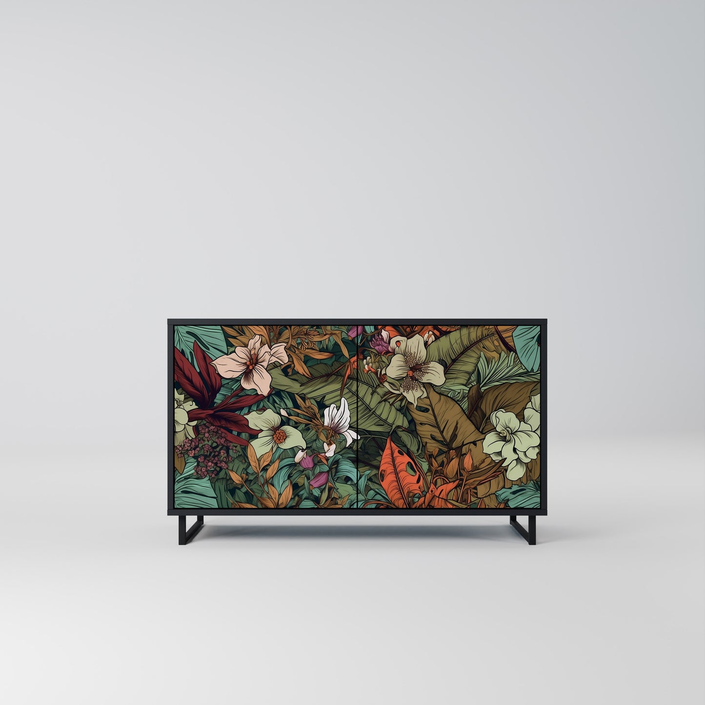 BOTANICAL EMERGENCE 2-Door Sideboard in Black Finish