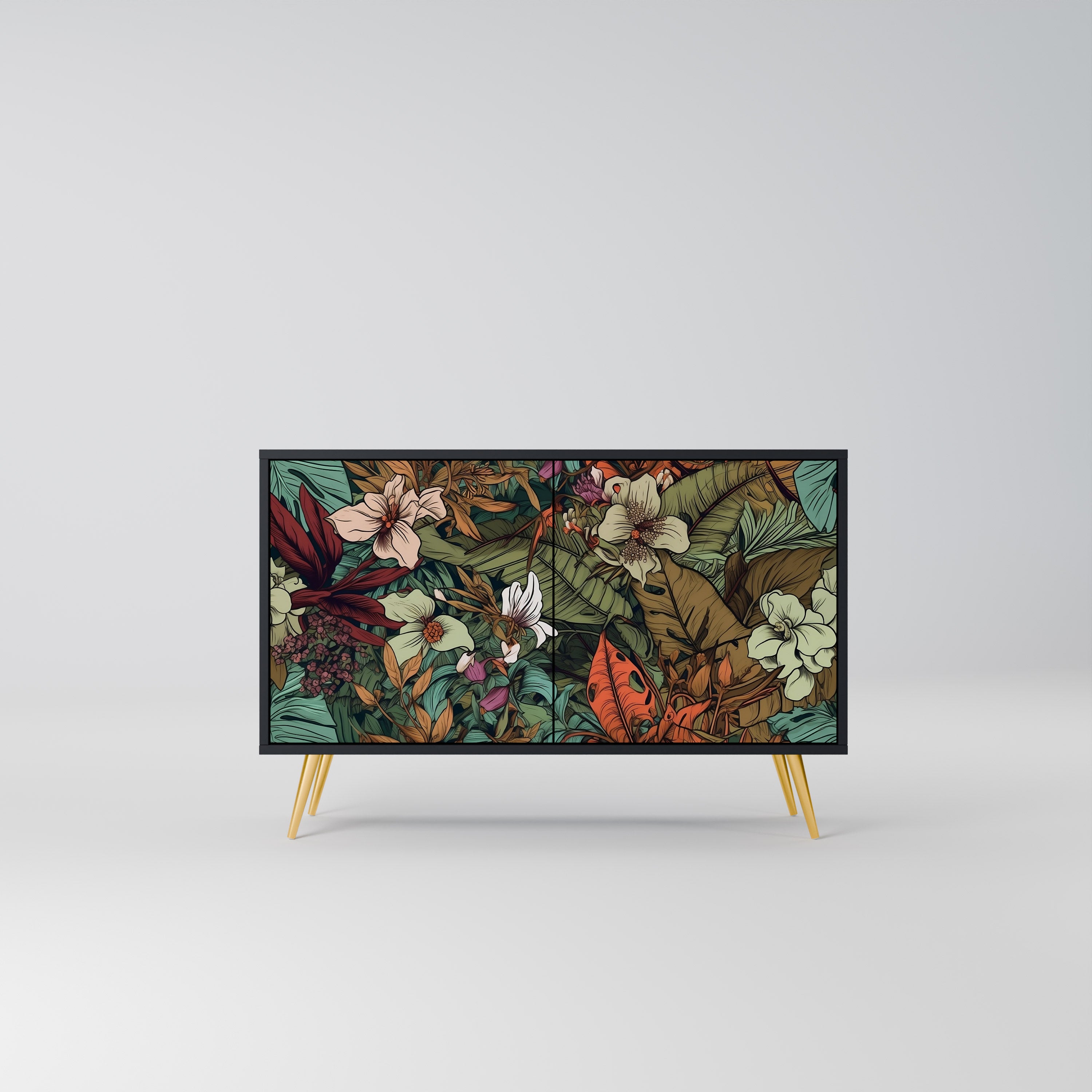 BOTANICAL EMERGENCE 2-dörrars skänk i svart finish