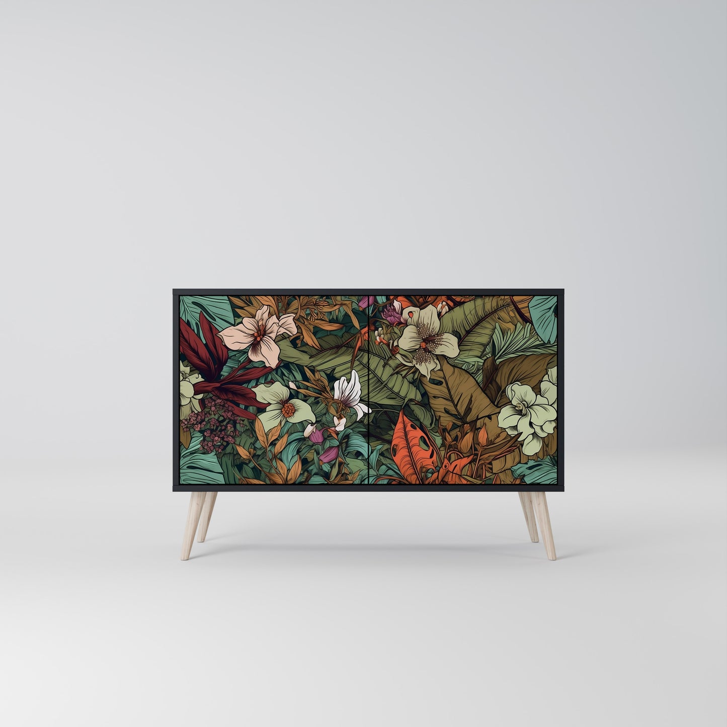 BOTANICAL EMERGENCE 2-Door Sideboard in Black Finish