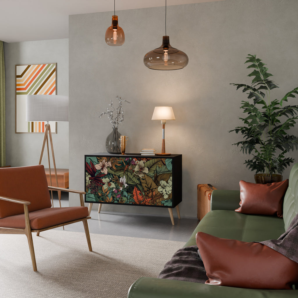 BOTANICAL EMERGENCE 2-dörrars skänk i svart finish