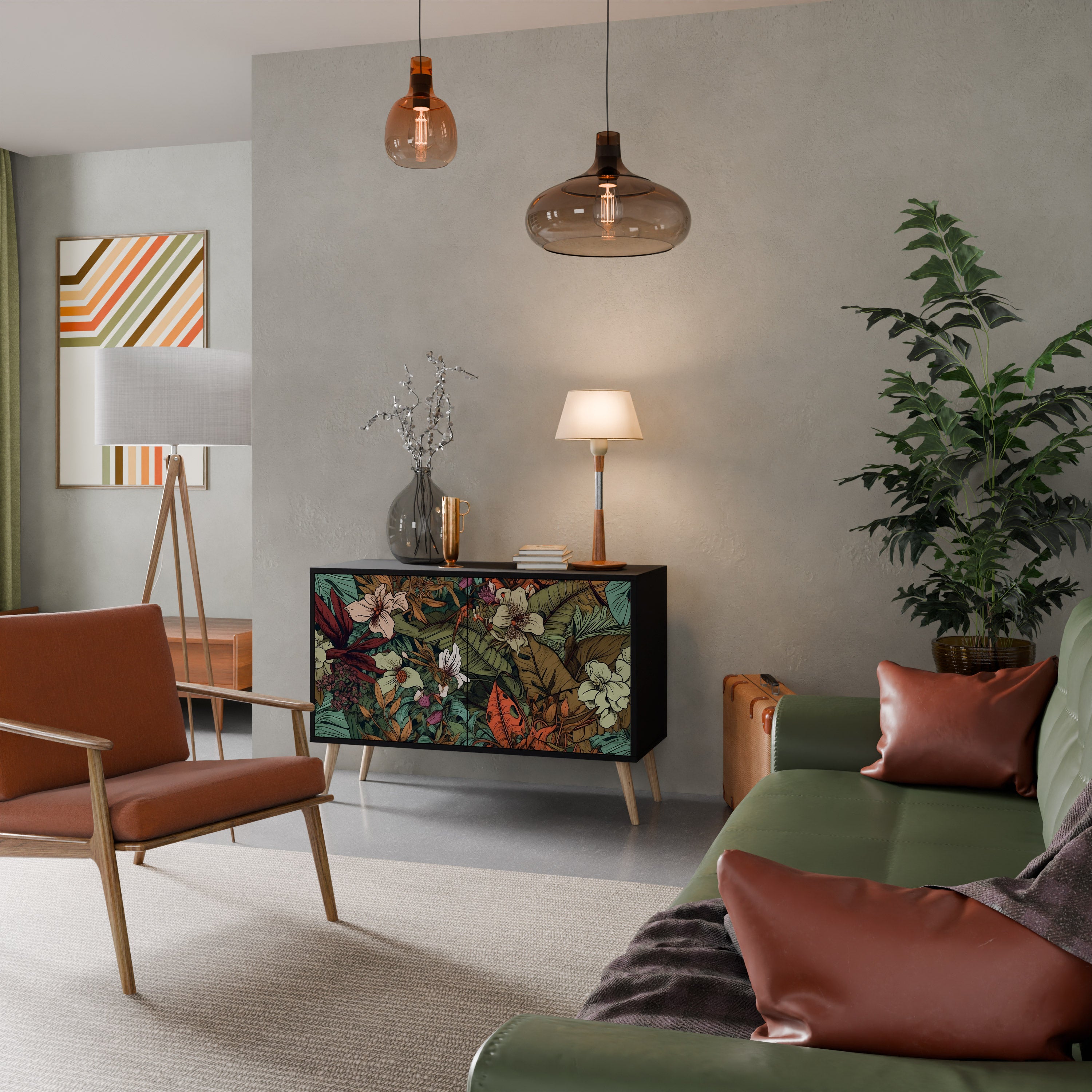 BOTANICAL EMERGENCE 2-dörrars skänk i svart finish