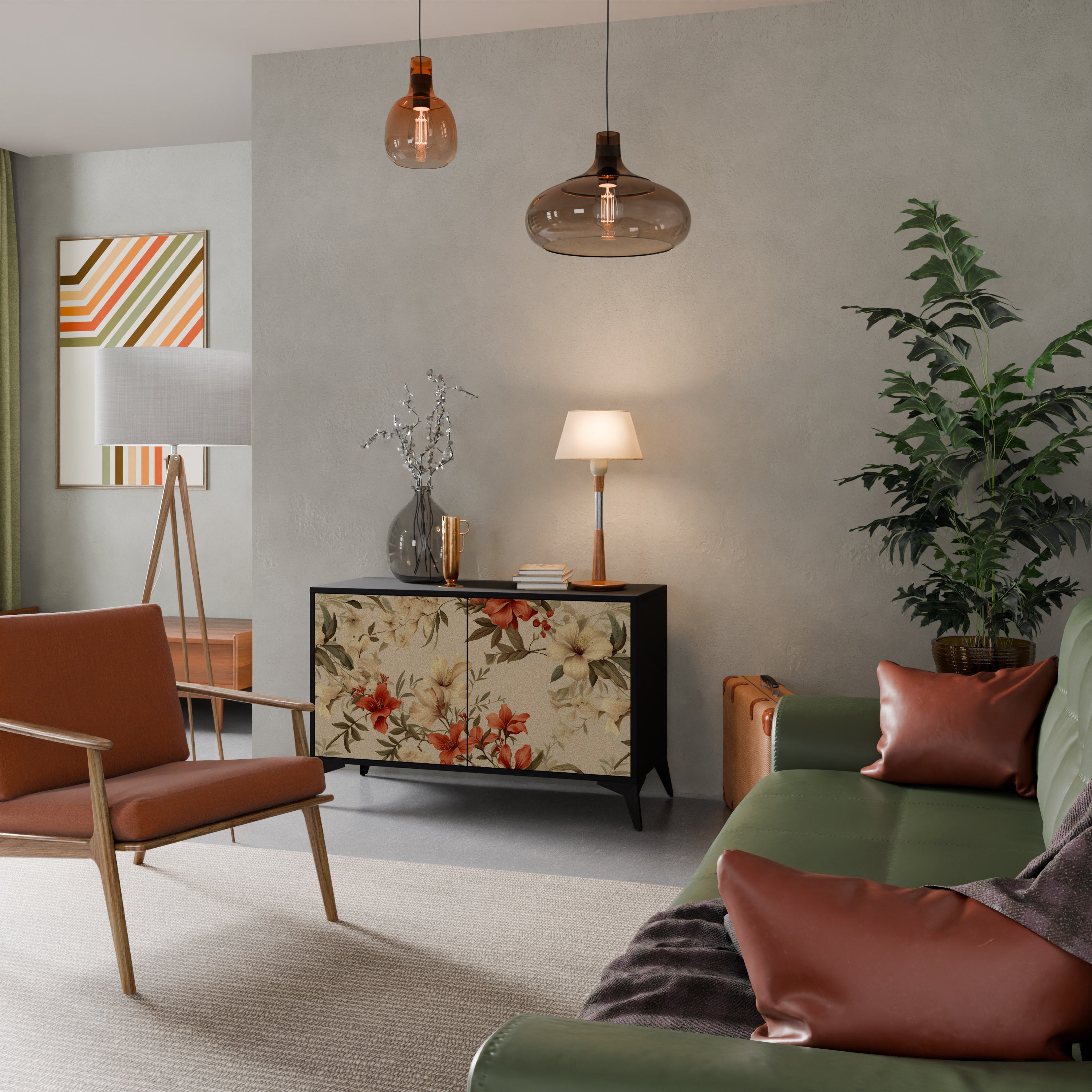 BLOOMING HARMONY 2-dörrars skänk i svart finish