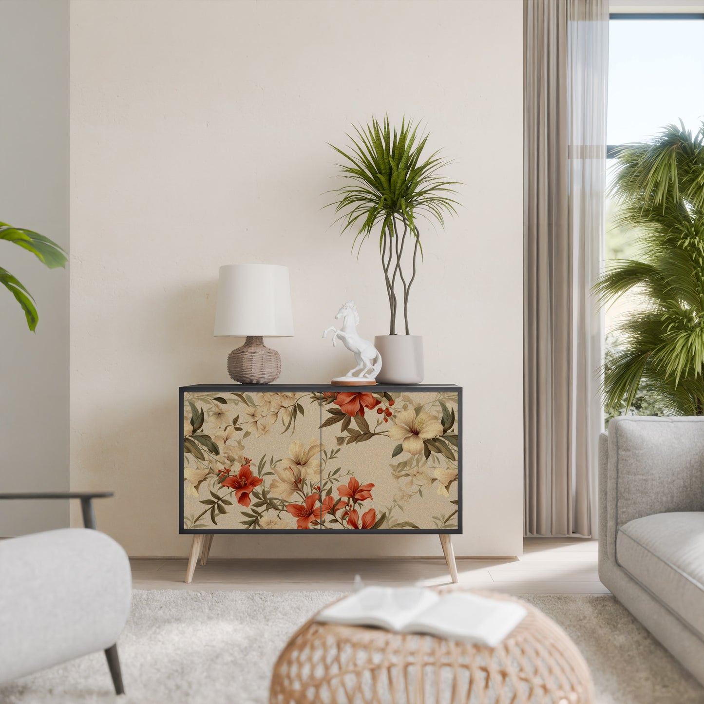 BLOOMING HARMONY 2-Door Sideboard in Black Finish
