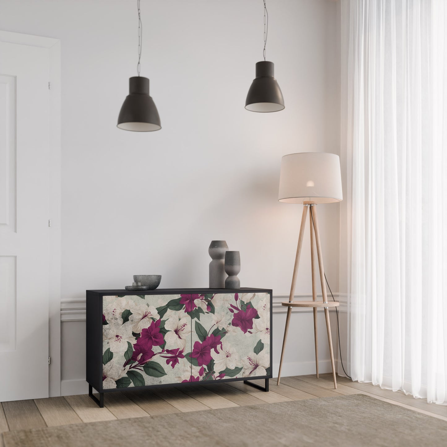 FLOWERET DREAM 2-Door Sideboard in Black Finish