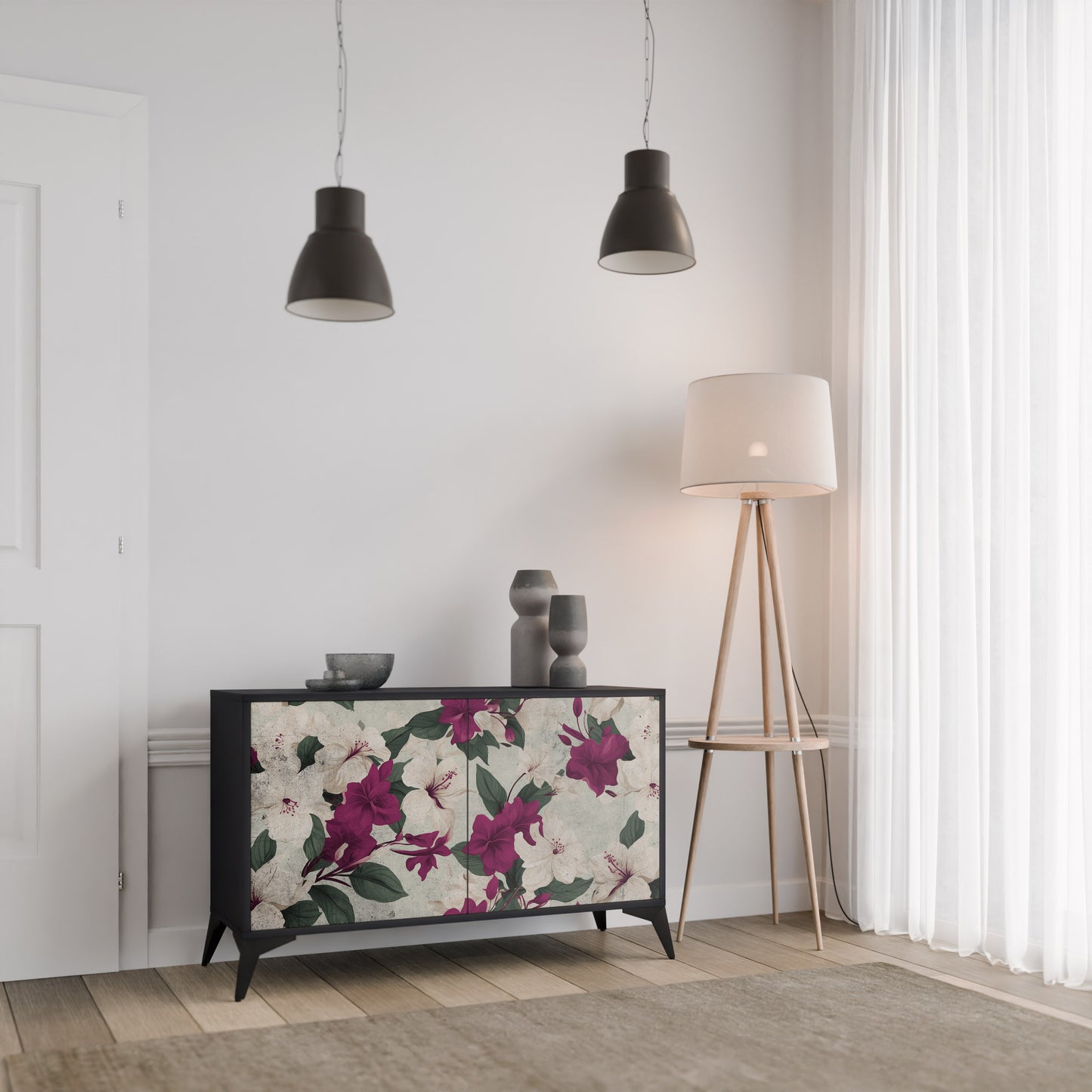 FLOWERET DREAM 2-Door Sideboard in Black Finish