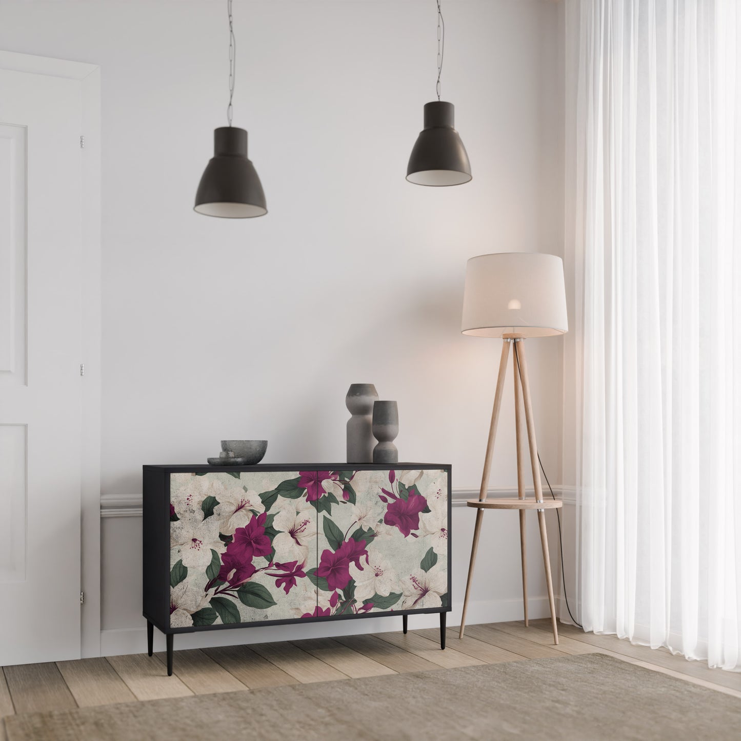 FLOWERET DREAM 2-Door Sideboard in Black Finish