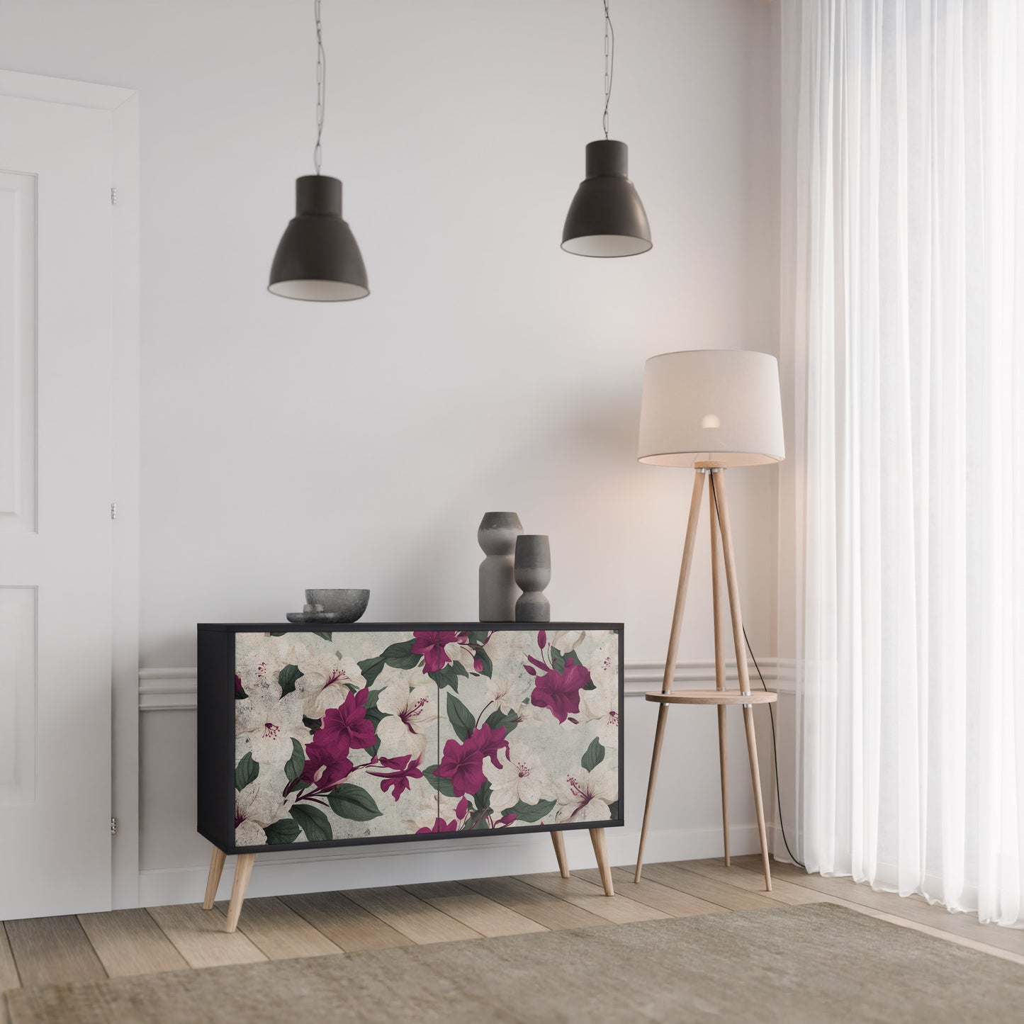 FLOWERET DREAM 2-Door Sideboard in Black Finish