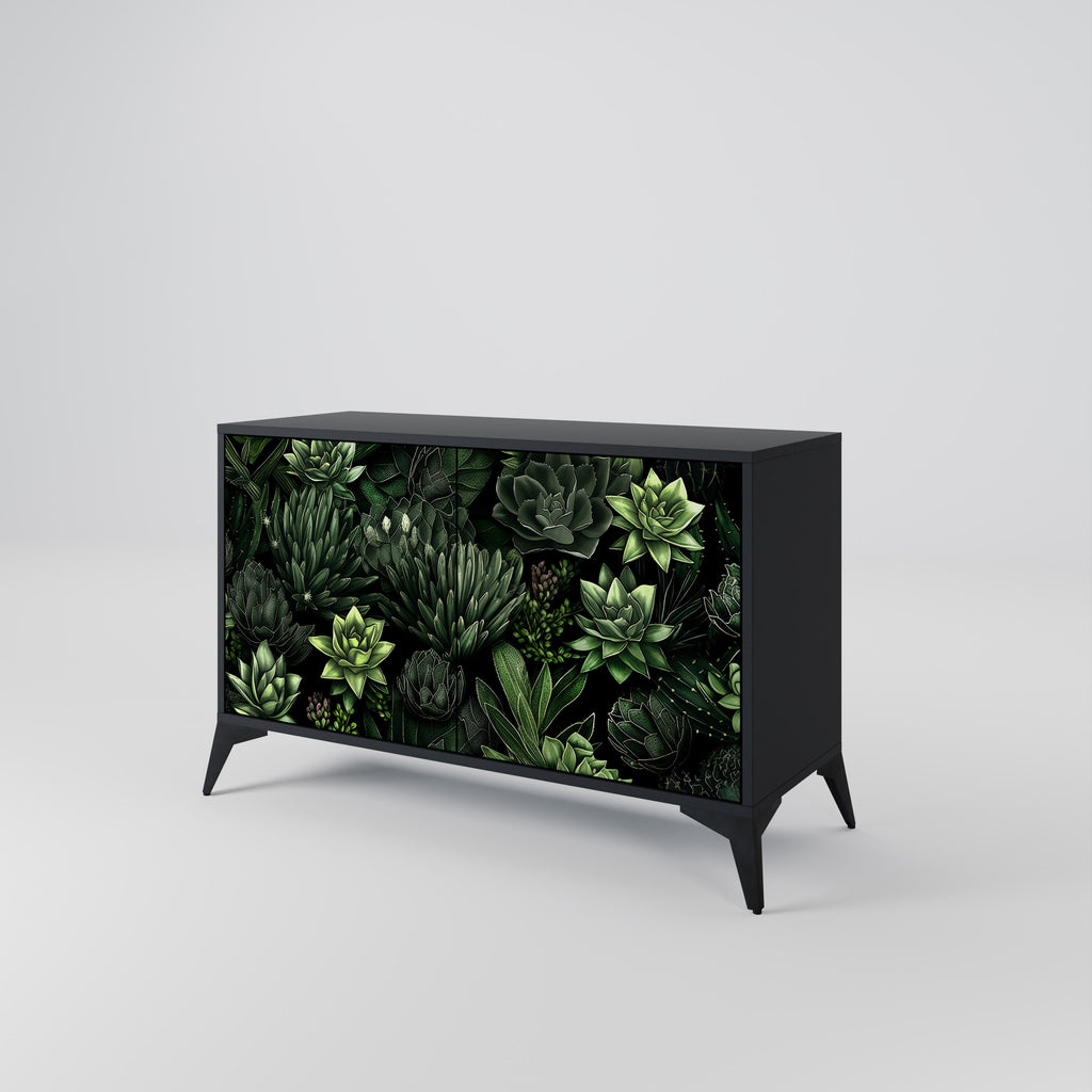 SUCCULENT JUNGLE 2-dörrars skänk i svart finish