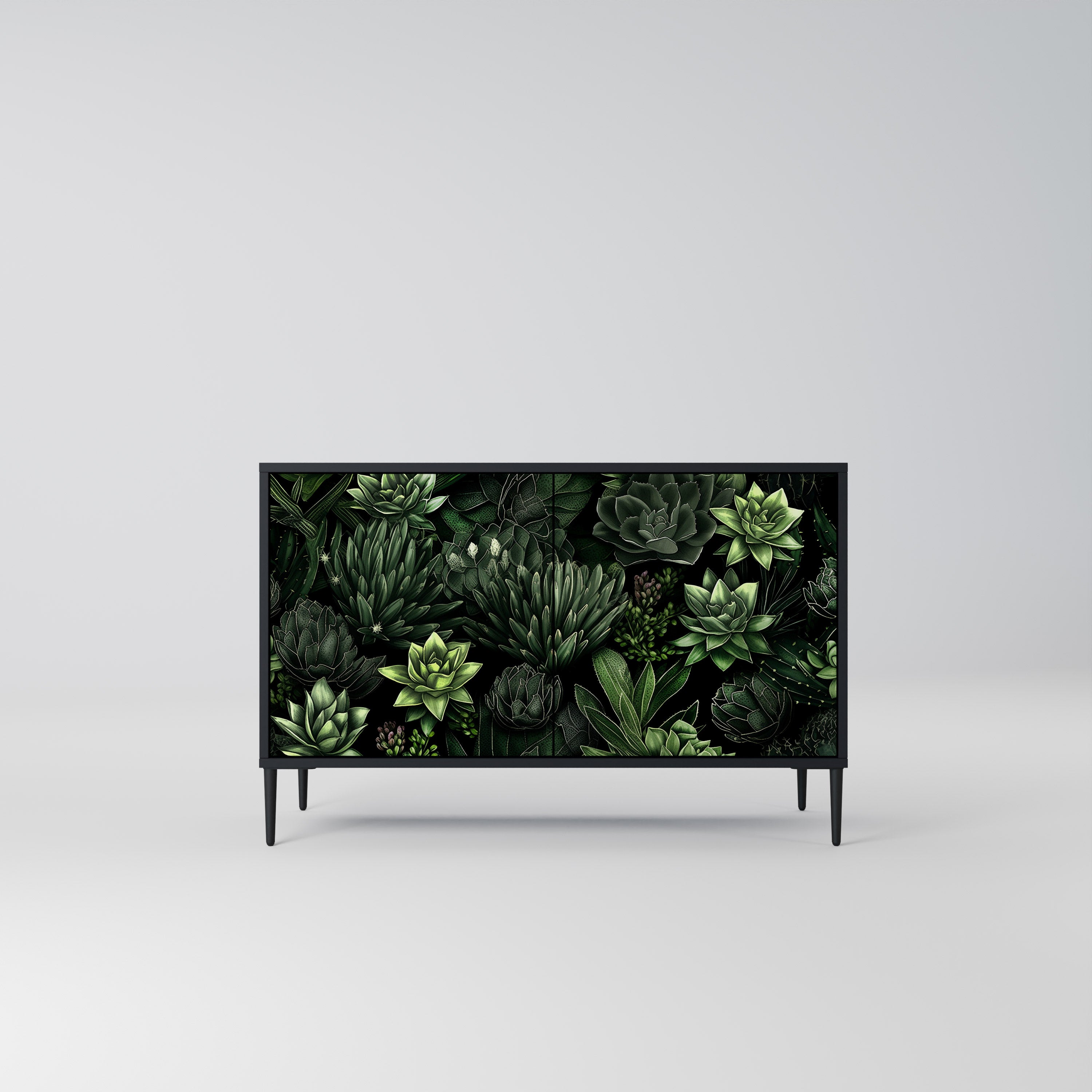 SUCCULENT JUNGLE 2-dörrars skänk i svart finish