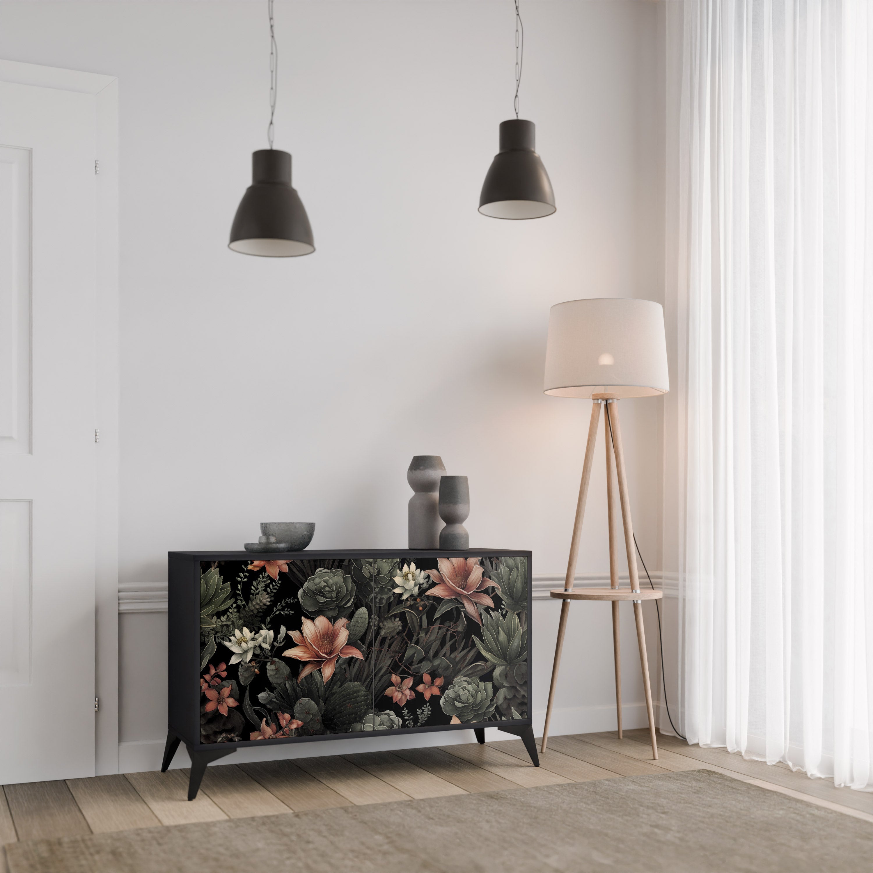 SECRET VERDURE 2-dörrars skänk i svart finish
